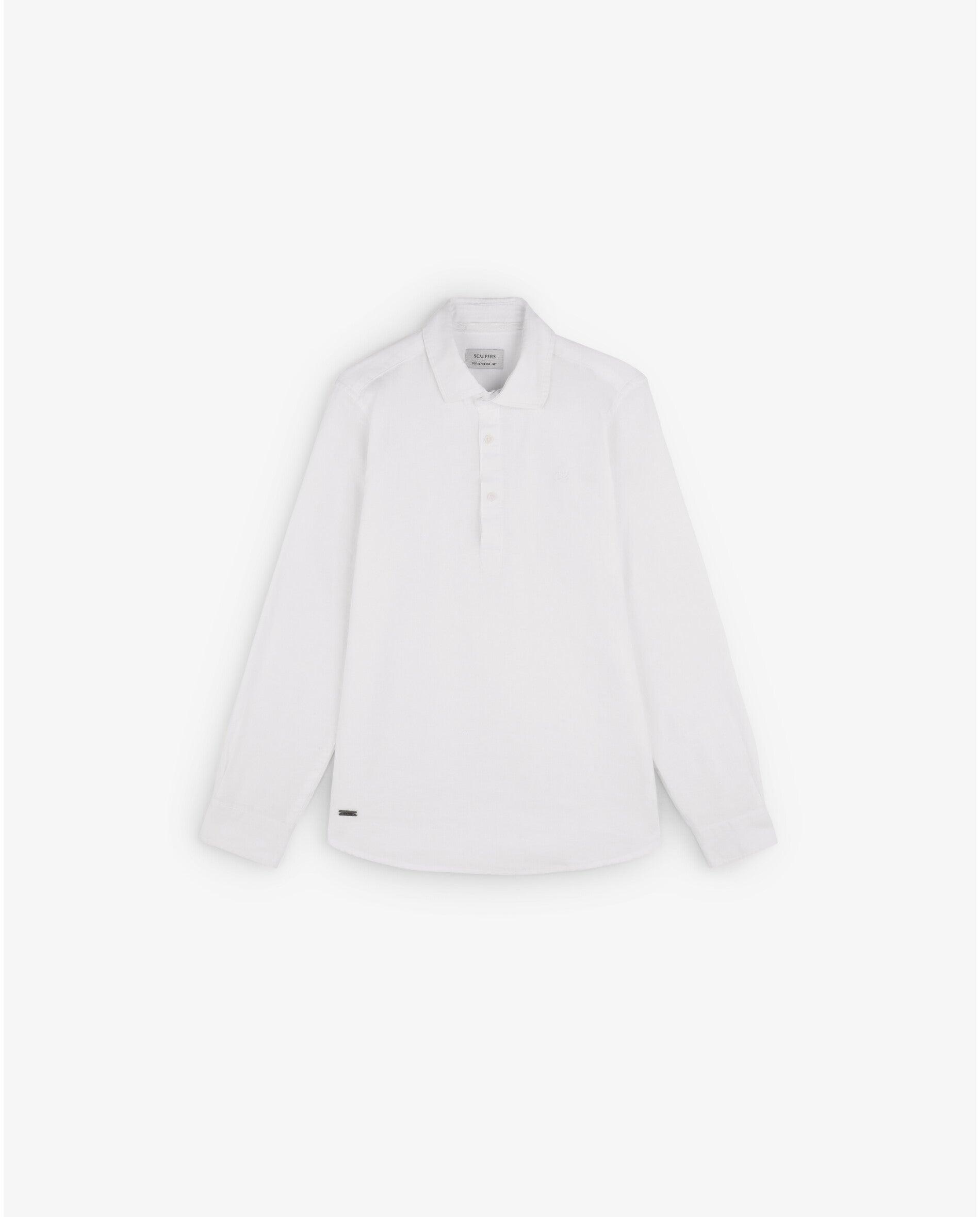 Camisa Infantil Tipo Polo de Manga Comprida Branco-4