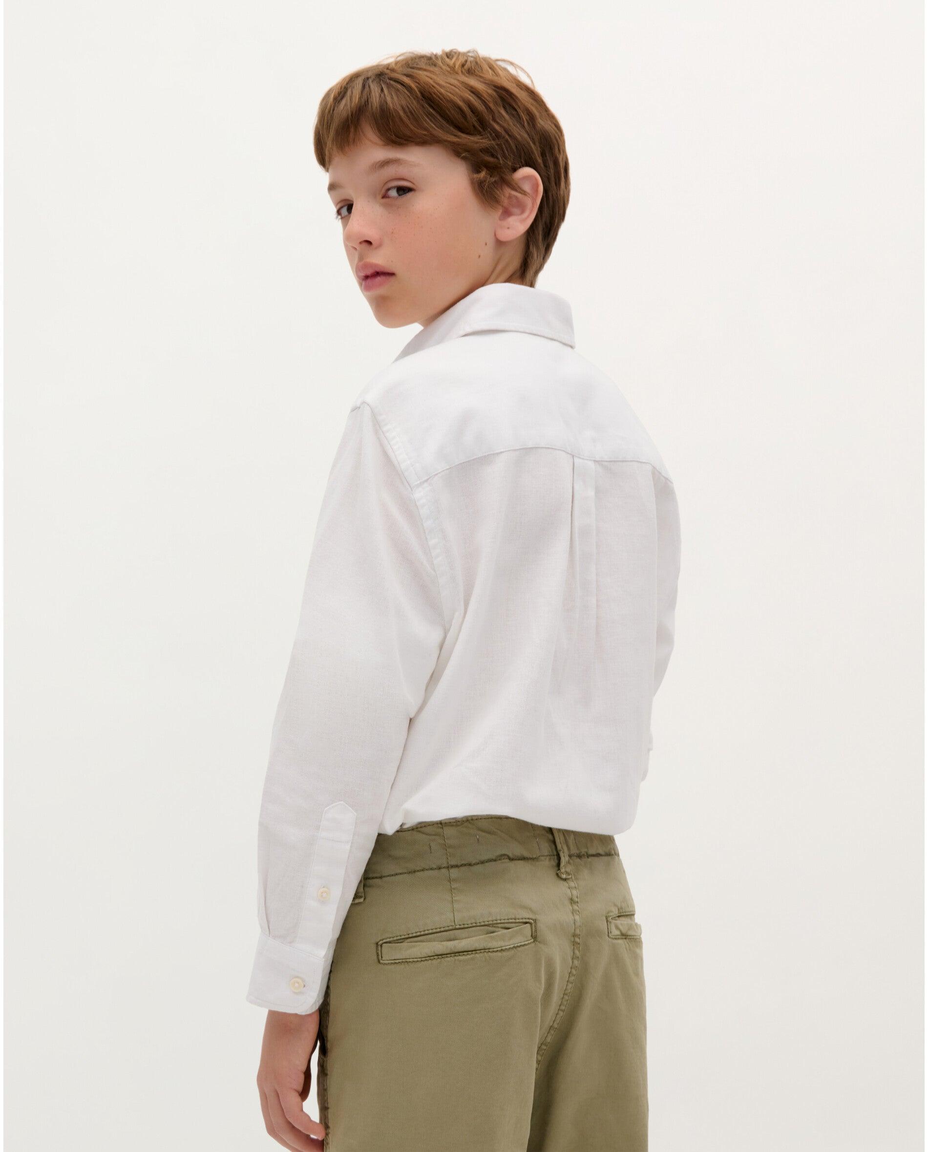 Camisa Infantil Tipo Polo de Manga Comprida Branco-3