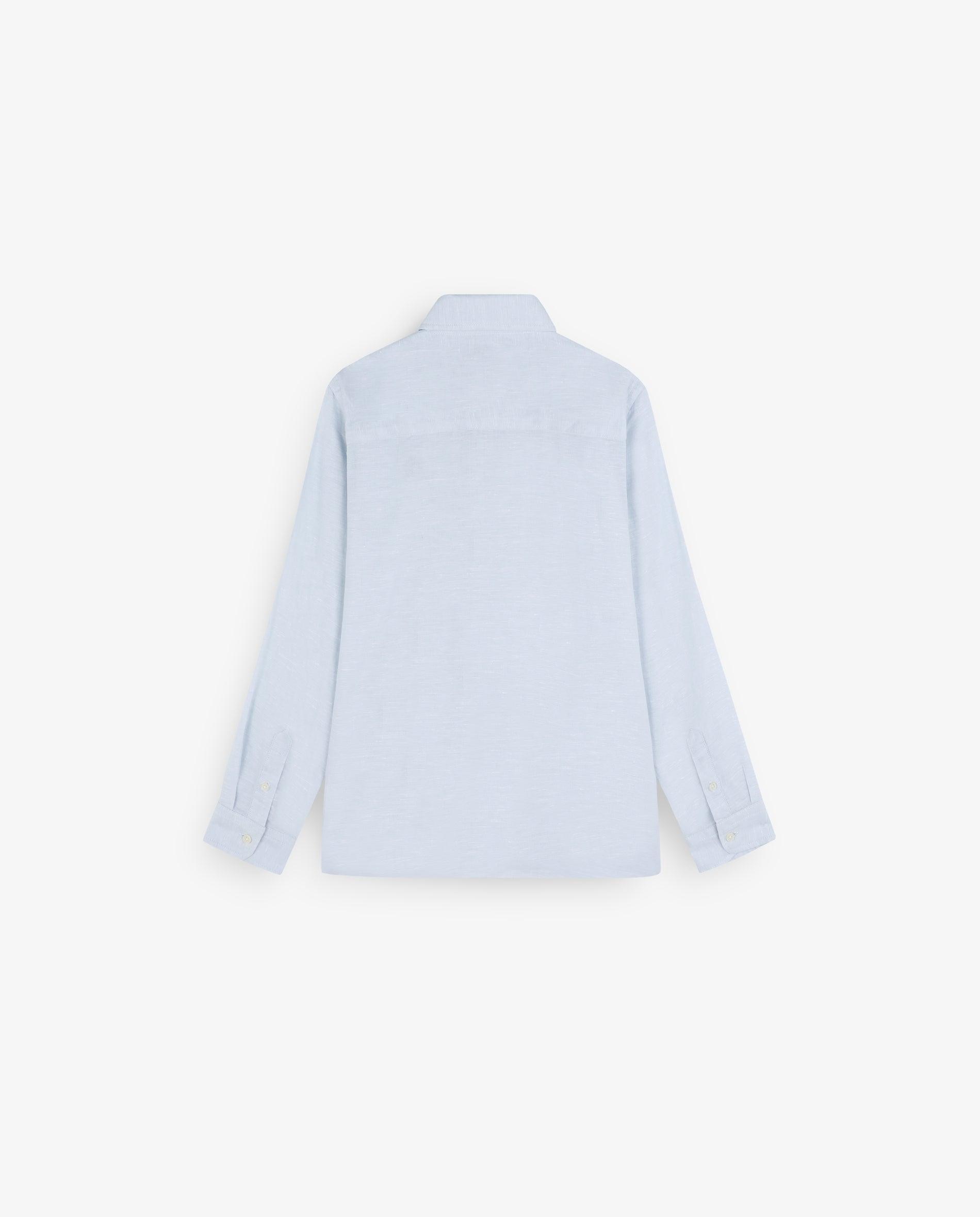 Camisa Infantil de Linho com Caveira Bordada Azul-claro-2