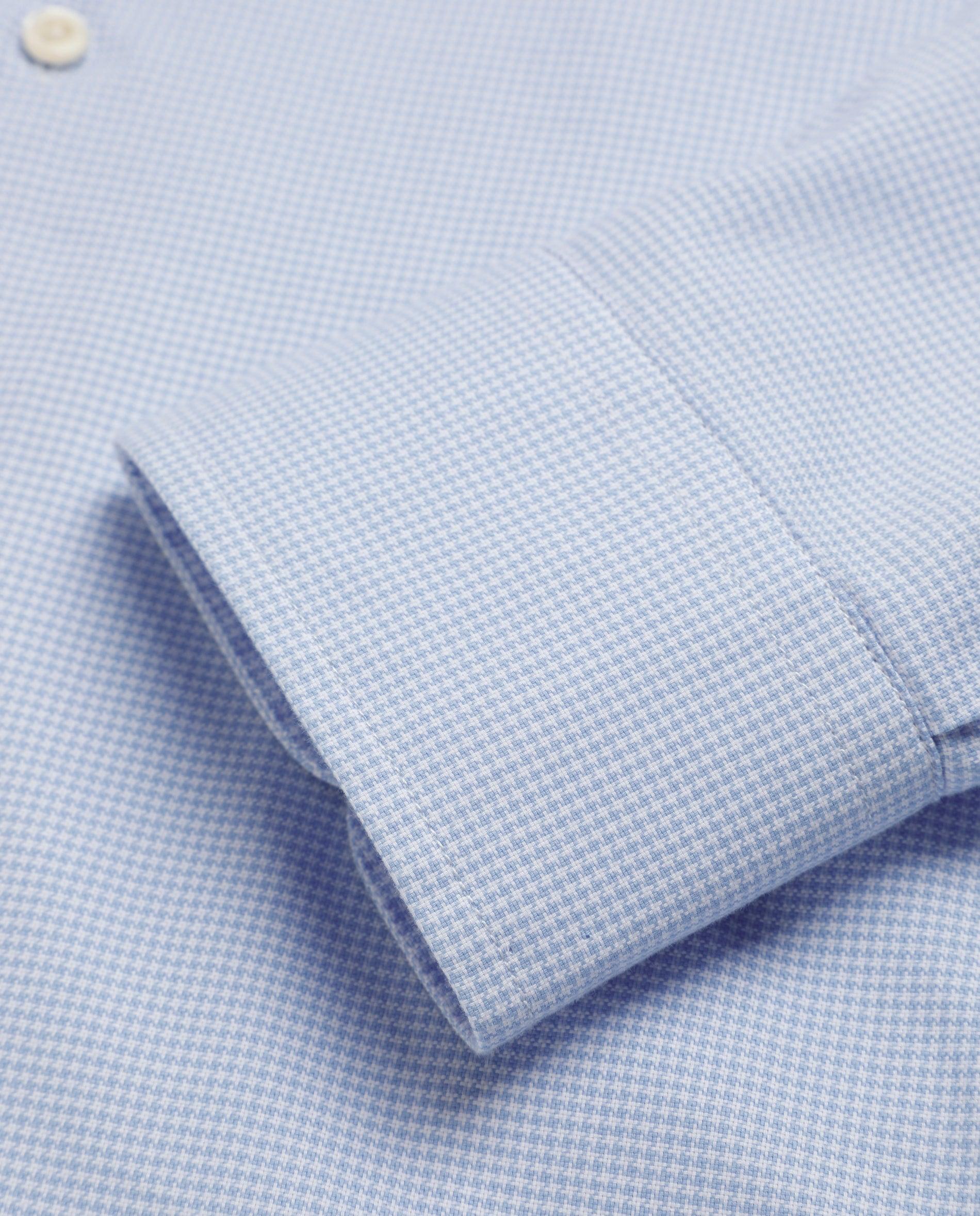 Camisa Aos Quadrados Regular Fit com Gola Cutaway Azul-celeste-4