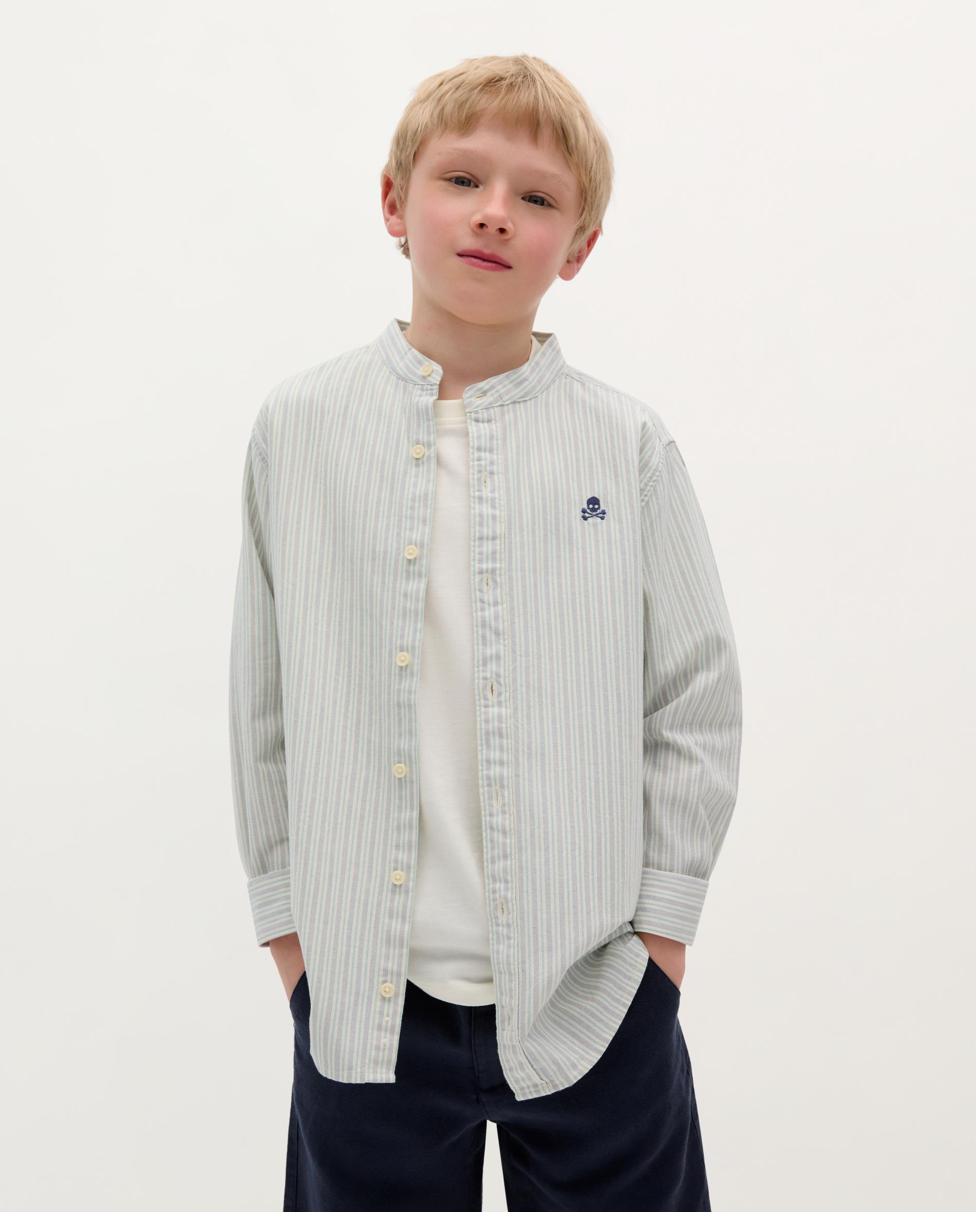 Camisa Infantil de Algodão às Riscas Scalpers Verde-1