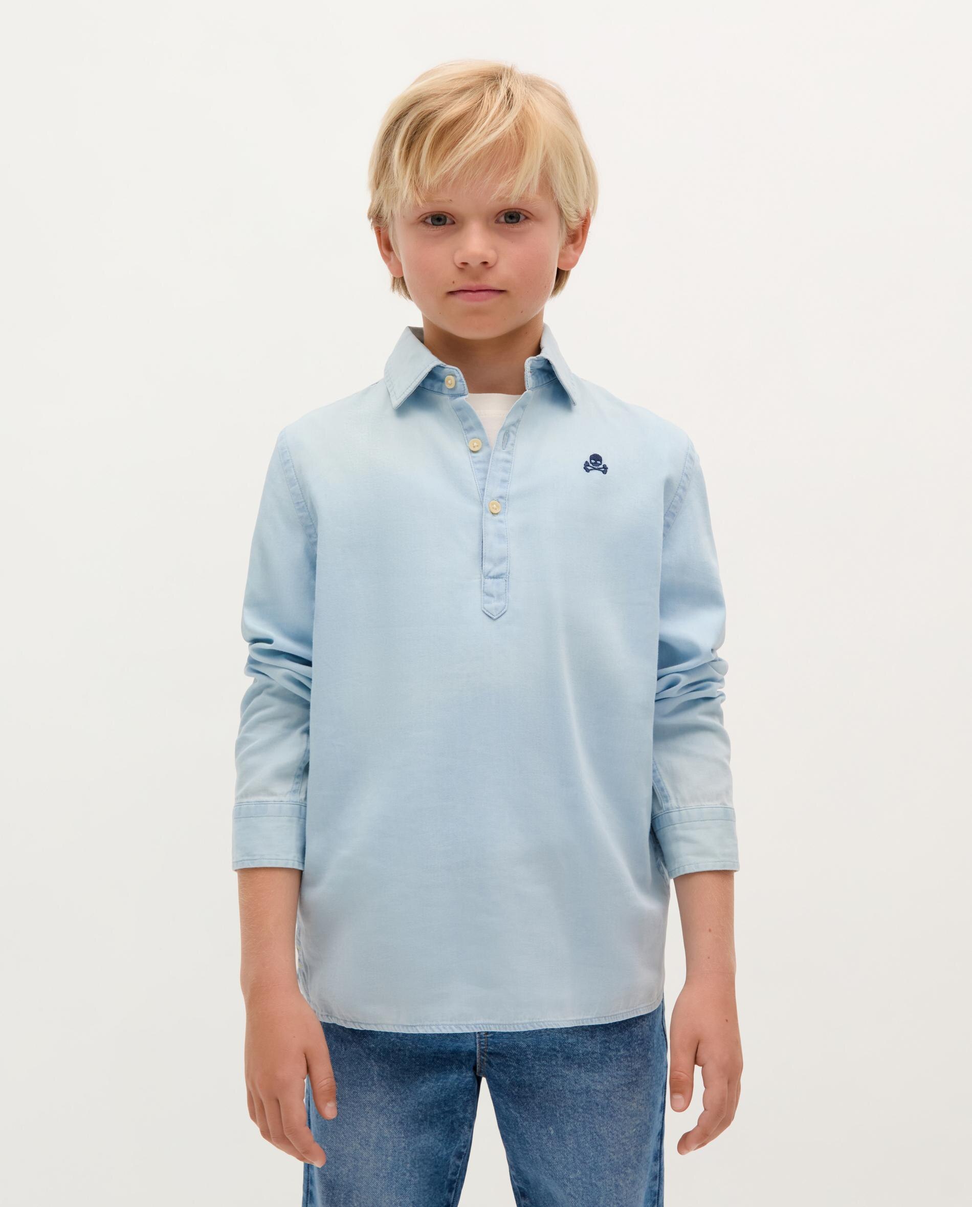 Camisa Infantil Tipo Polo Jeans Azul-claro-1