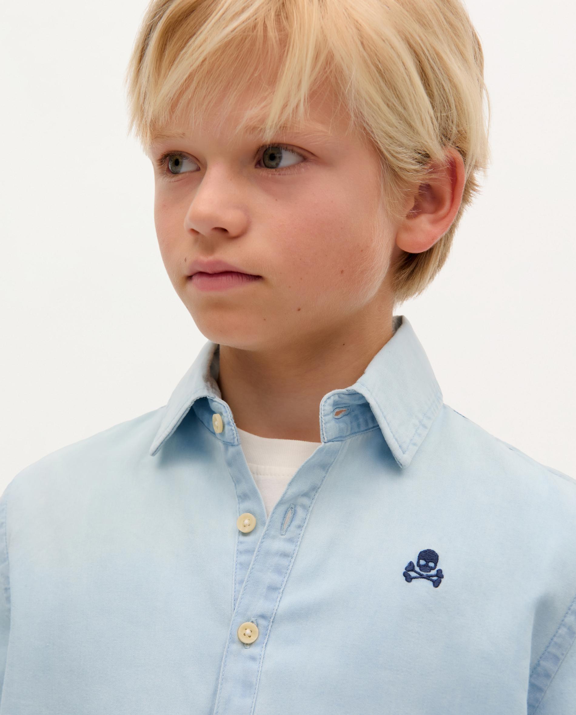 Camisa Infantil Tipo Polo Jeans Azul-claro-3