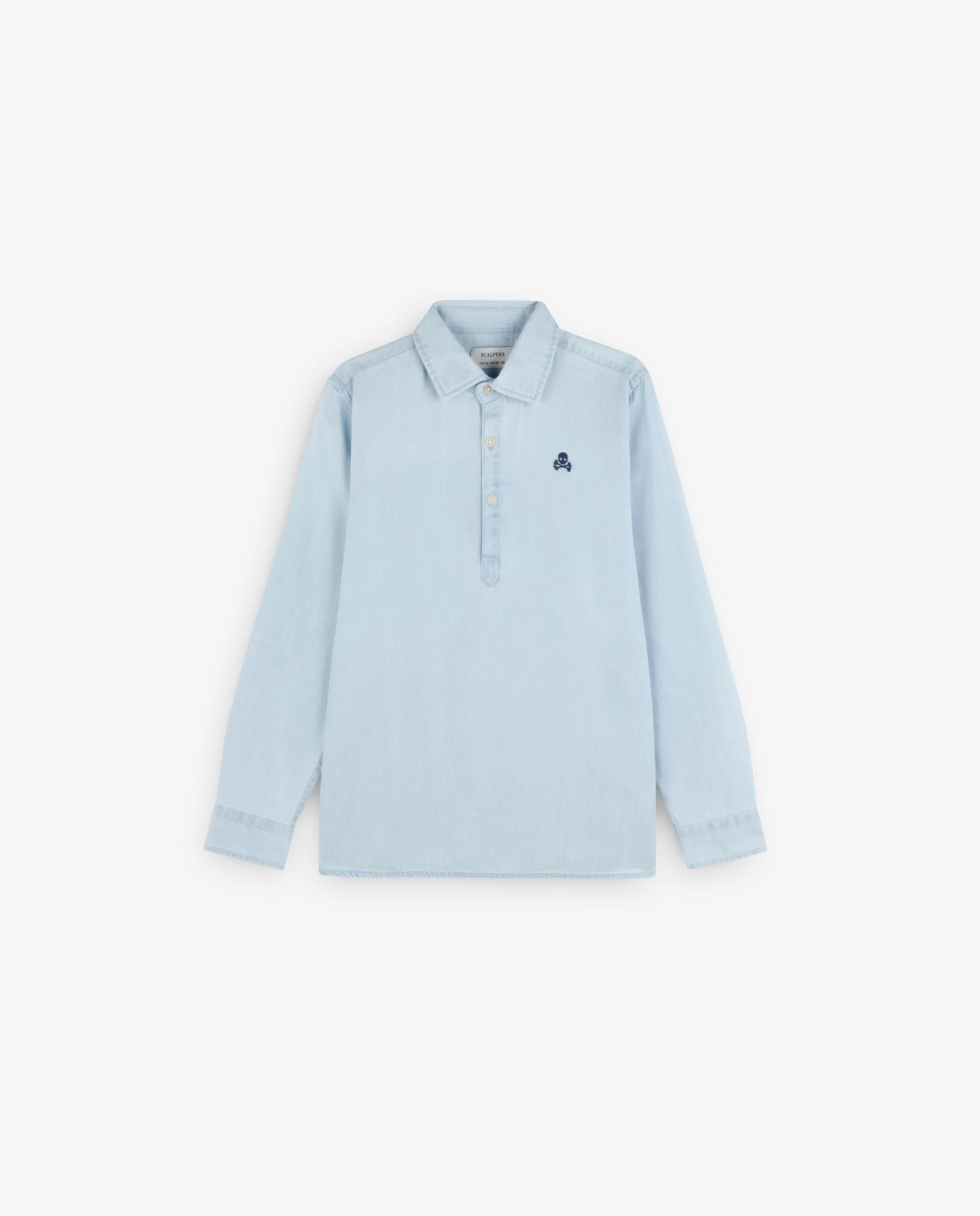 Camisa Infantil Tipo Polo Jeans Azul-claro-4