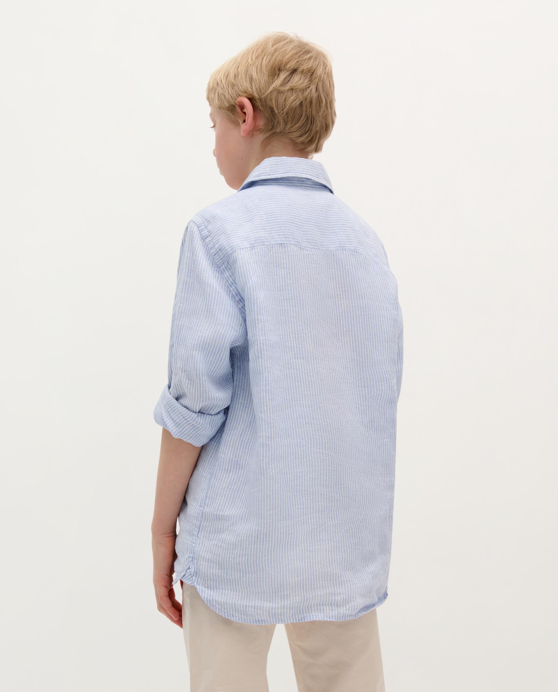 Camisa Infantil de Linho com Caveira Bordada Scalpers Azul-2