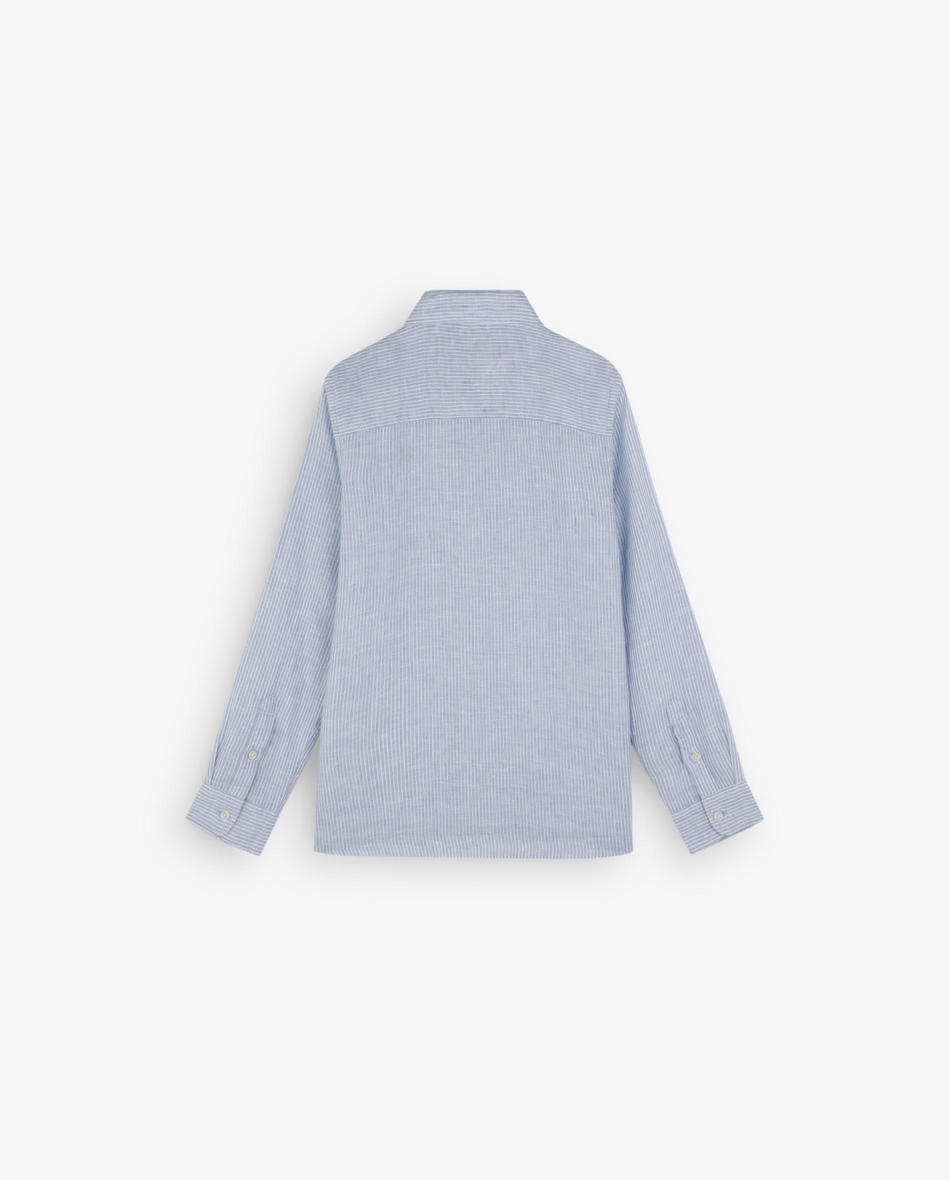 Camisa Infantil de Linho com Caveira Bordada Scalpers Azul-6