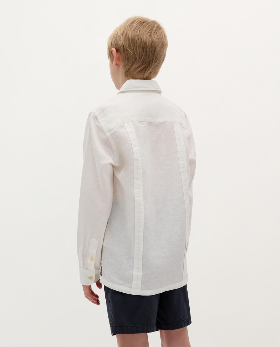 Camisa Infantil com Fecho de Botões e Bolsos Branco-2
