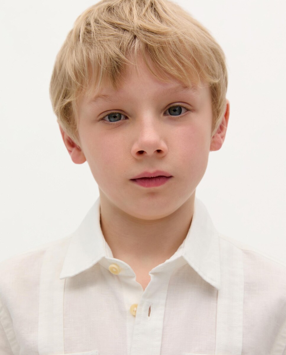 Camisa Infantil com Fecho de Botões e Bolsos Branco-3
