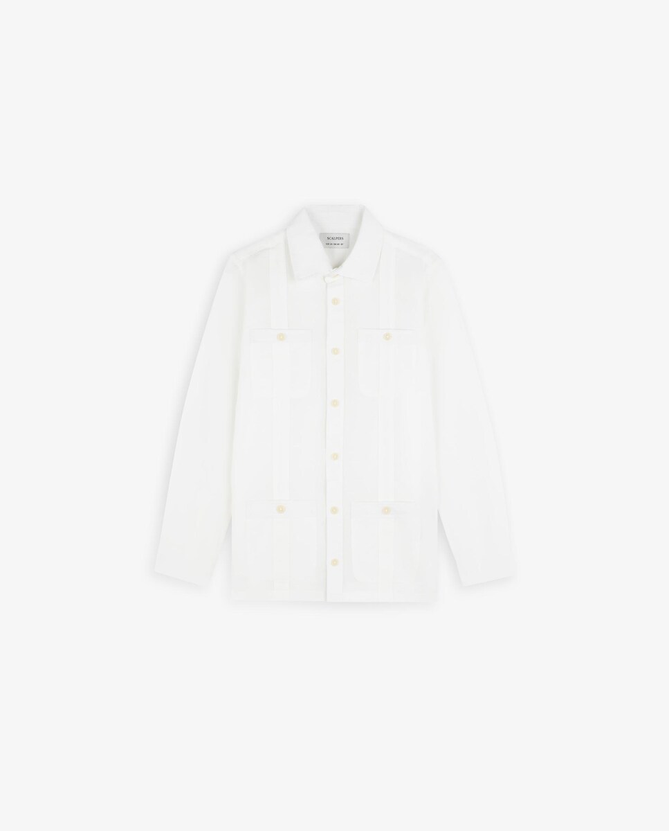 Camisa Infantil com Fecho de Botões e Bolsos Branco-4