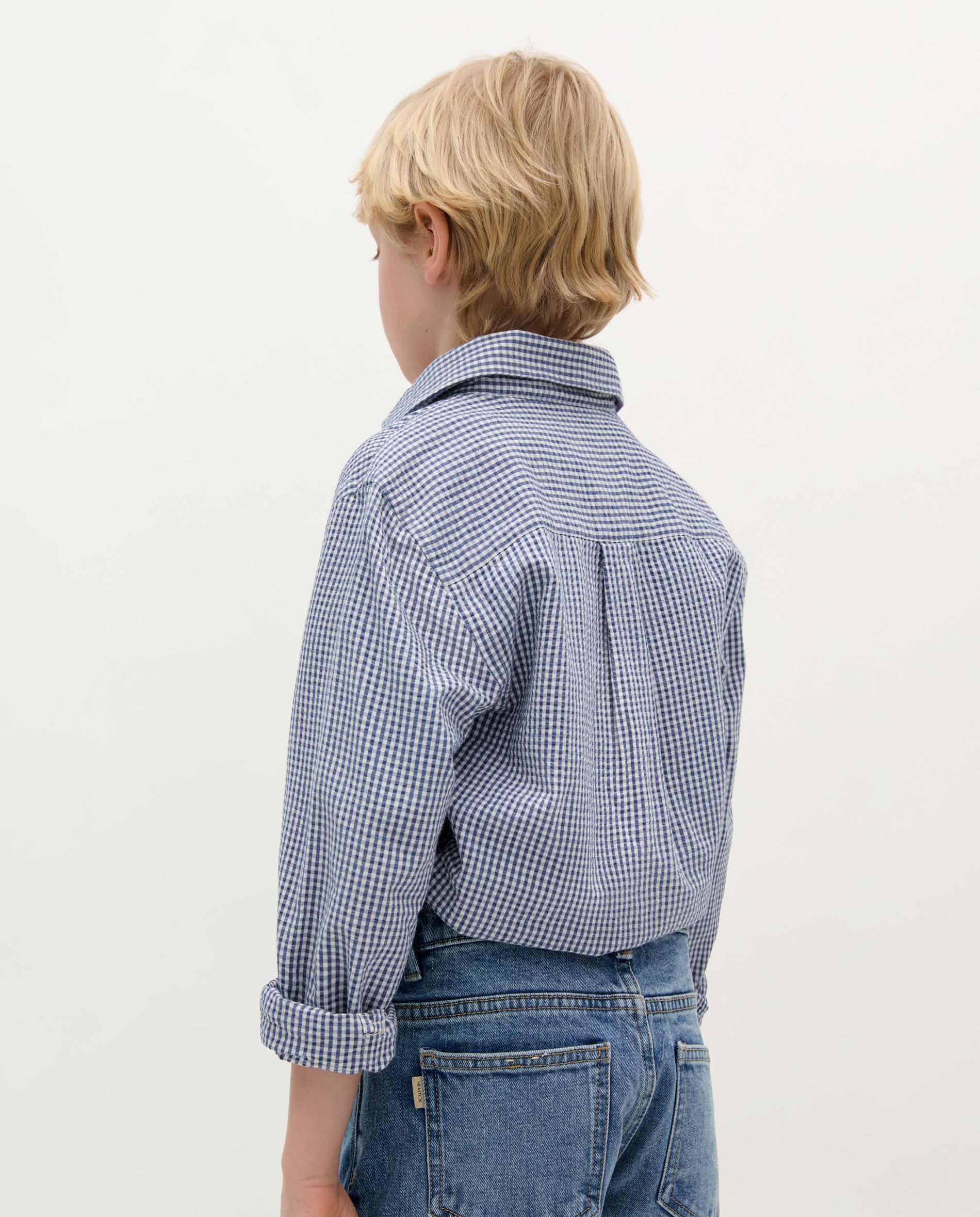Camisa Tipo Polo Infantil de Algodão e Estampado aos Quadrados Scalpers Azul-marinho-2