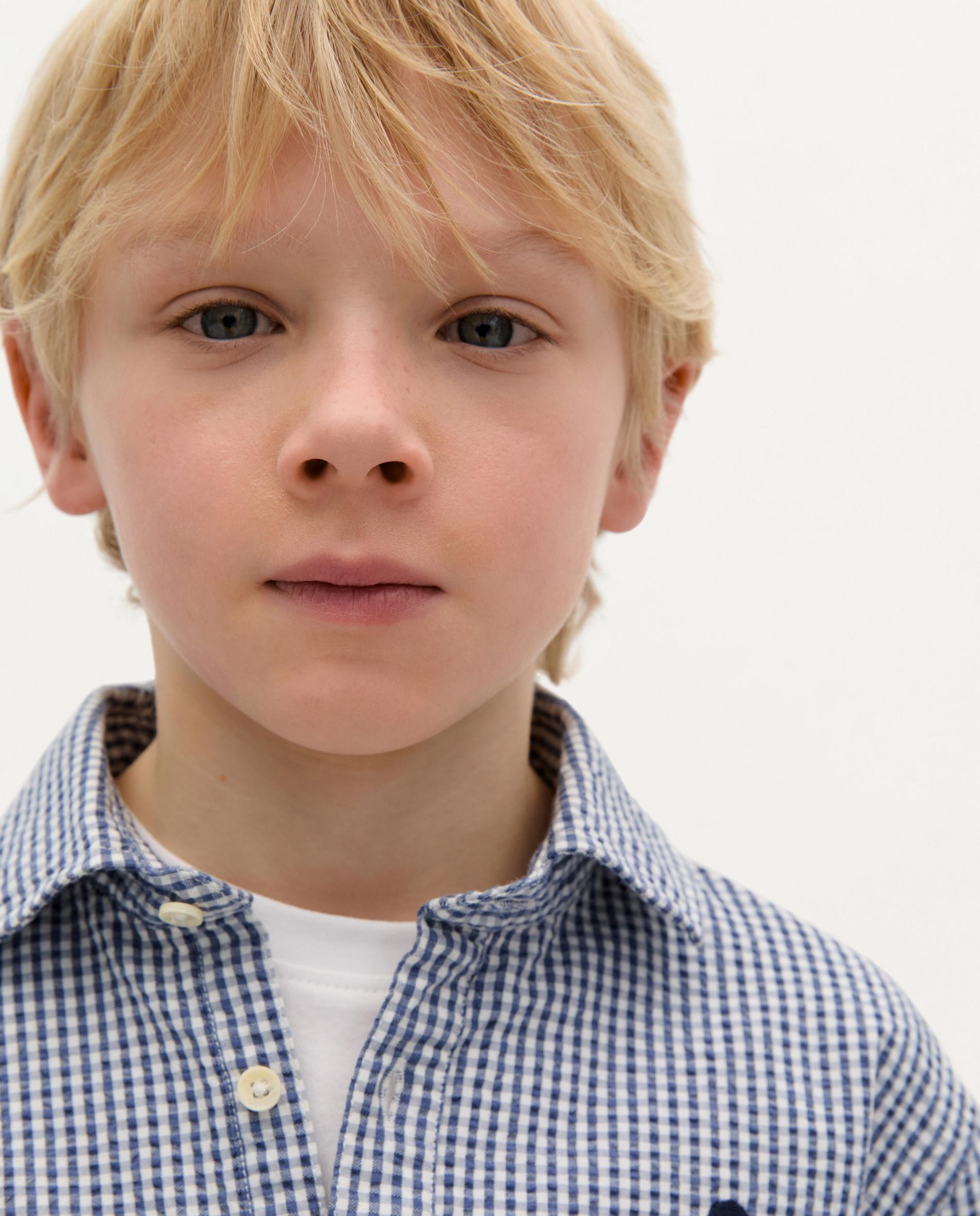 Camisa Tipo Polo Infantil de Algodão e Estampado aos Quadrados Scalpers Azul-marinho-3