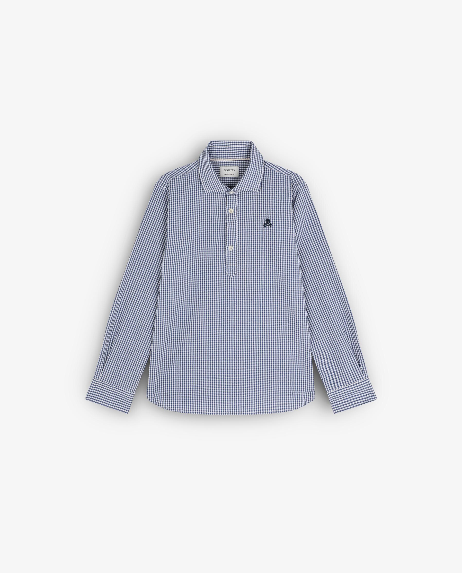 Camisa Tipo Polo Infantil de Algodão e Estampado aos Quadrados Scalpers Azul-marinho-4