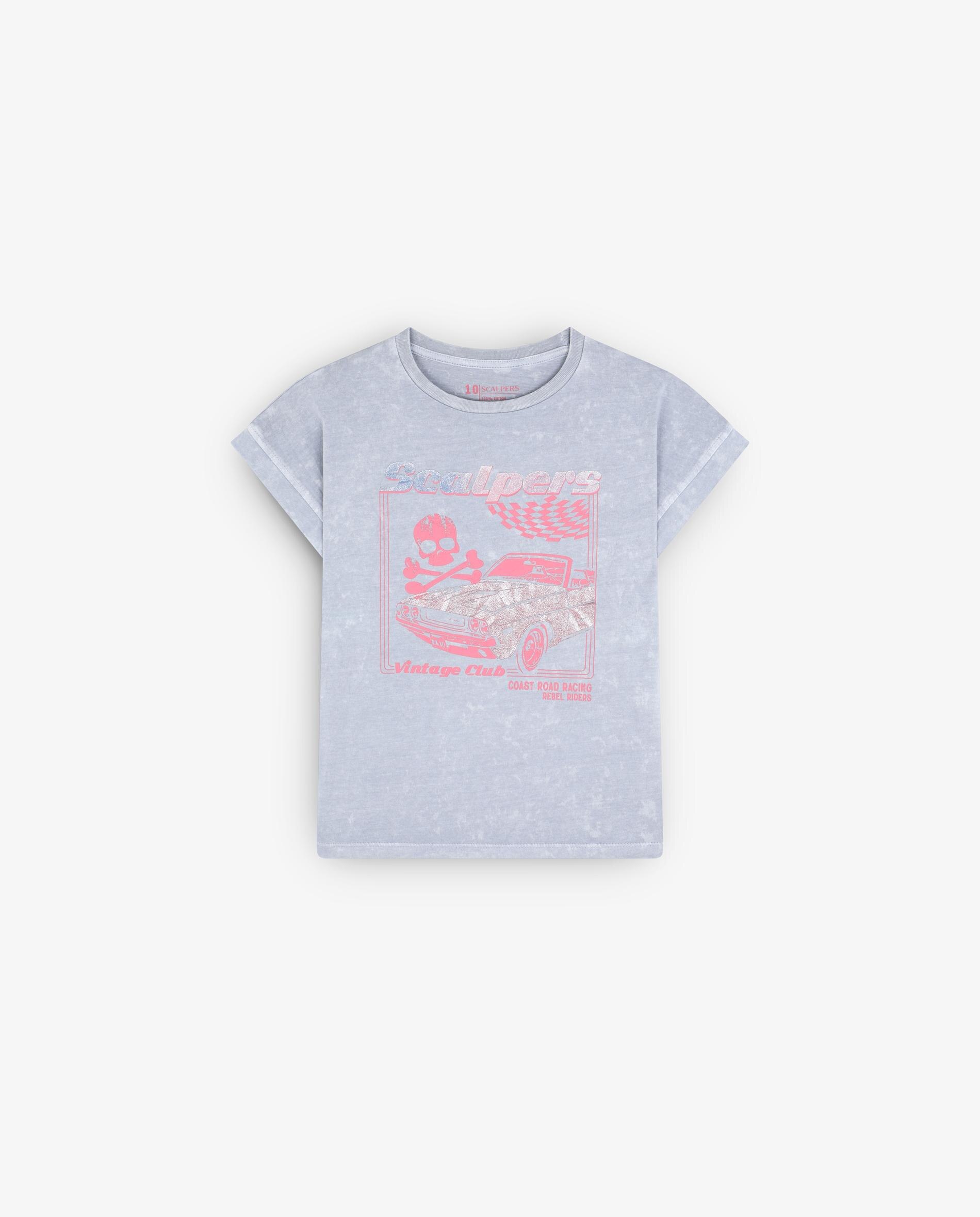 T-shirt Infantil de Algodão de Manga Curta Azul-claro-4