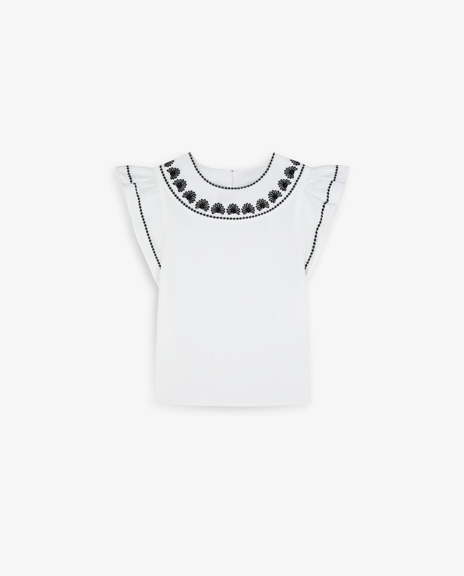 Blusa Infantil de Algodão com Folhos nos Ombros Scalpers Branco-4