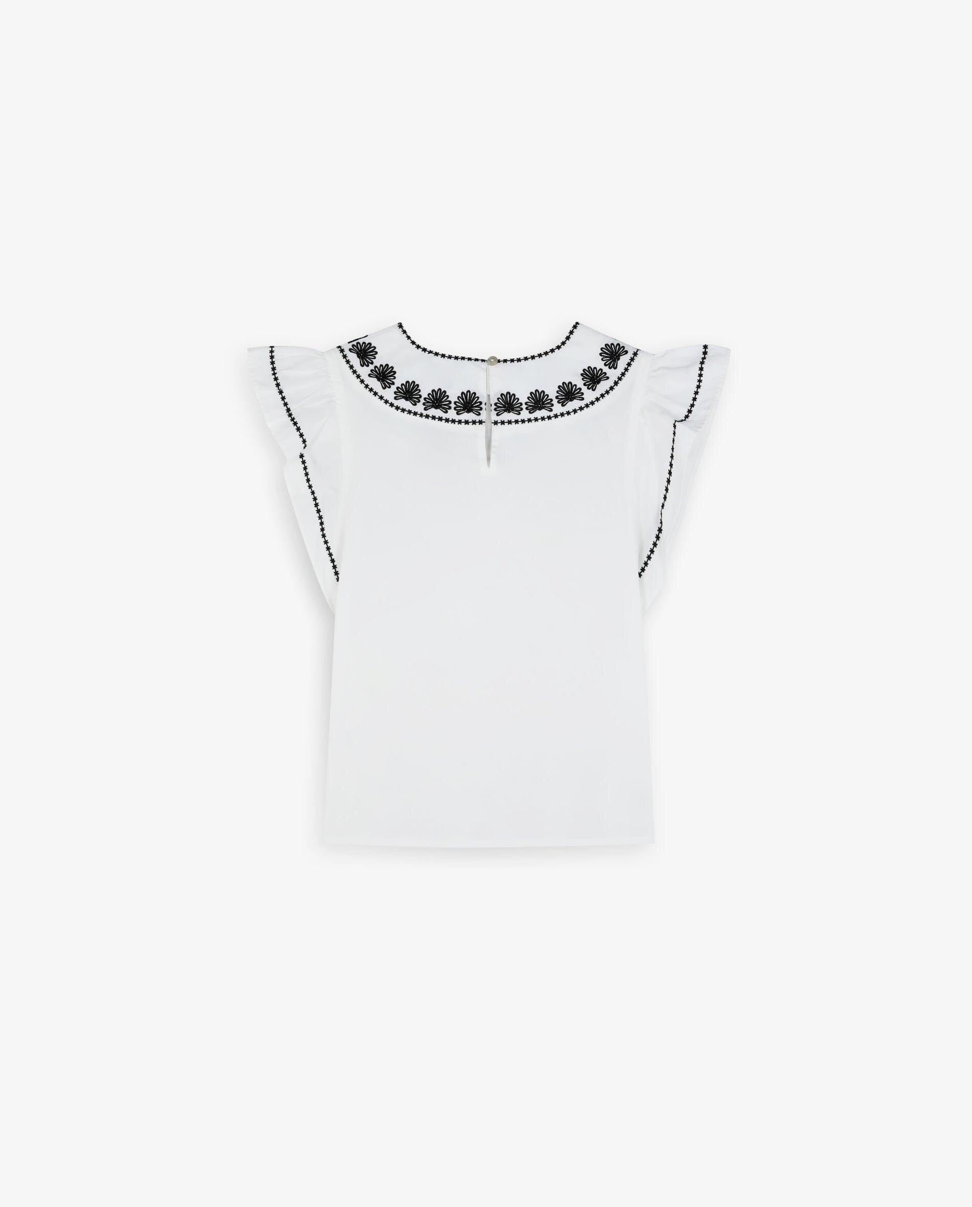 Blusa Infantil de Algodão com Folhos nos Ombros Scalpers Branco-5