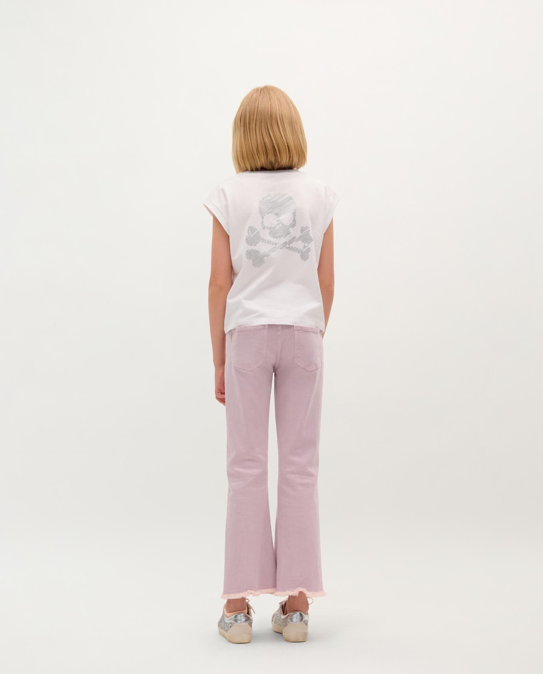 Calças Jeans Infantil com Corte Flare Levemente Elásticas Lilás-2