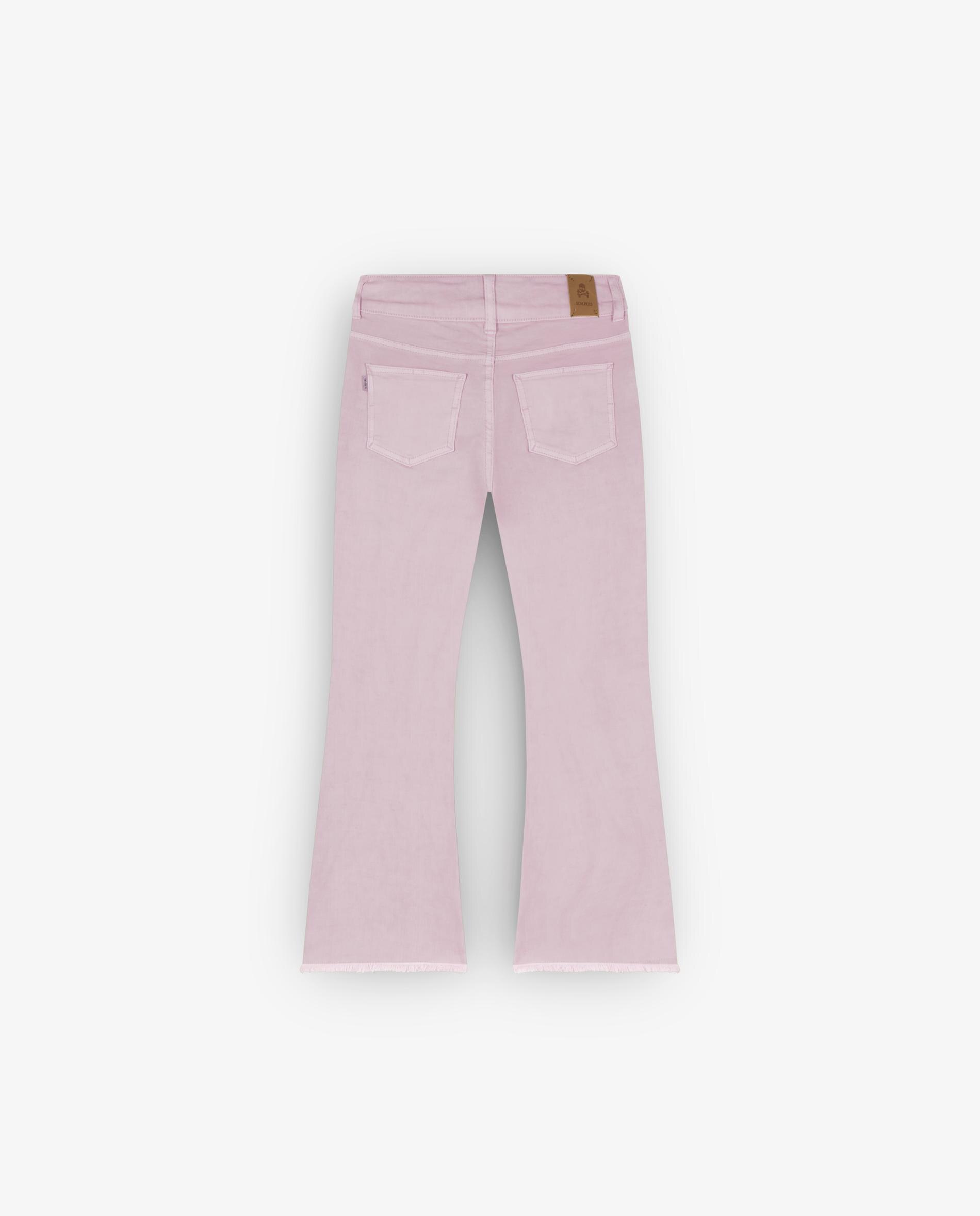 Calças Jeans Infantil com Corte Flare Levemente Elásticas Lilás-5