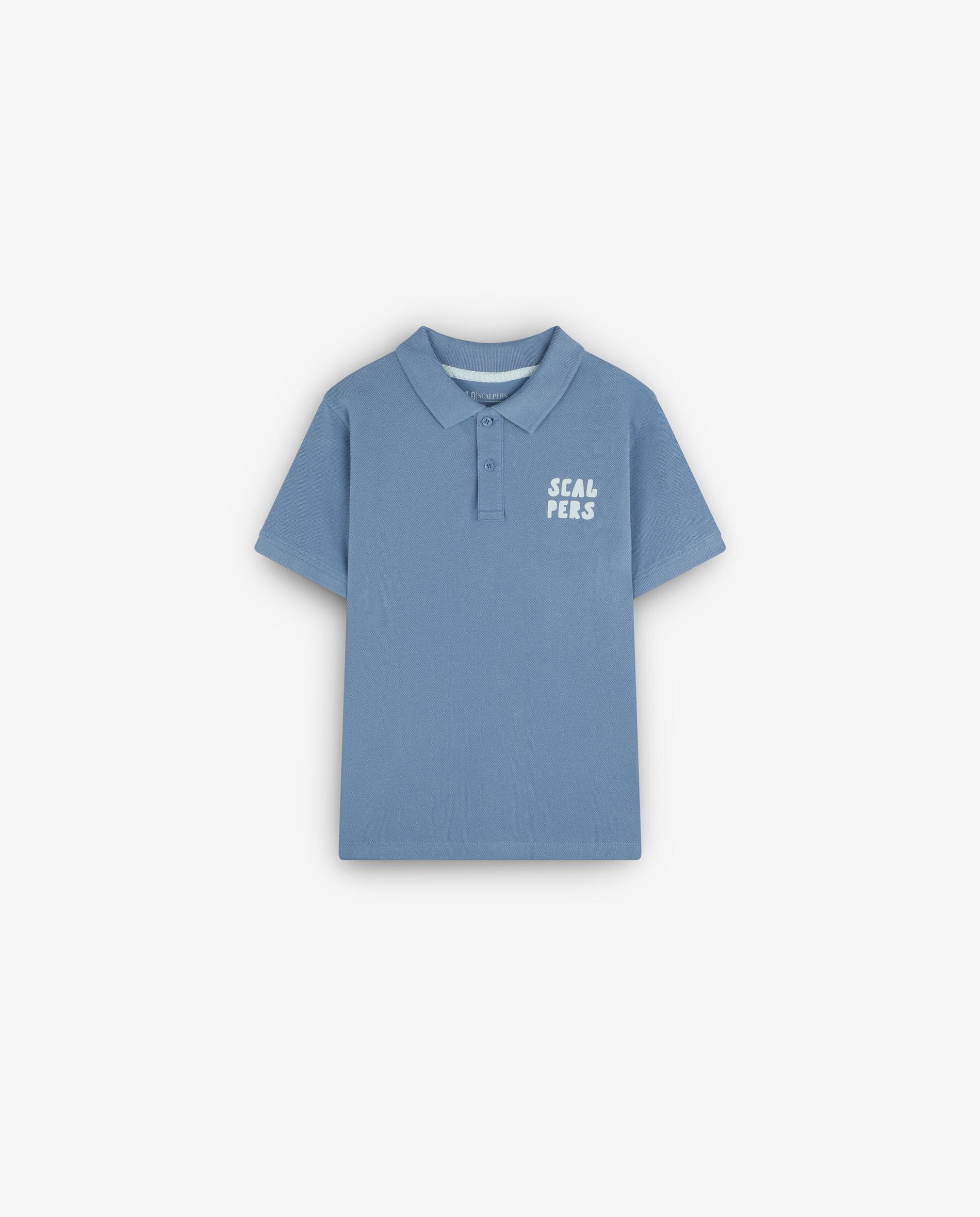 Polo Infantil de Algodão de Manga Curta Azul-claro-4