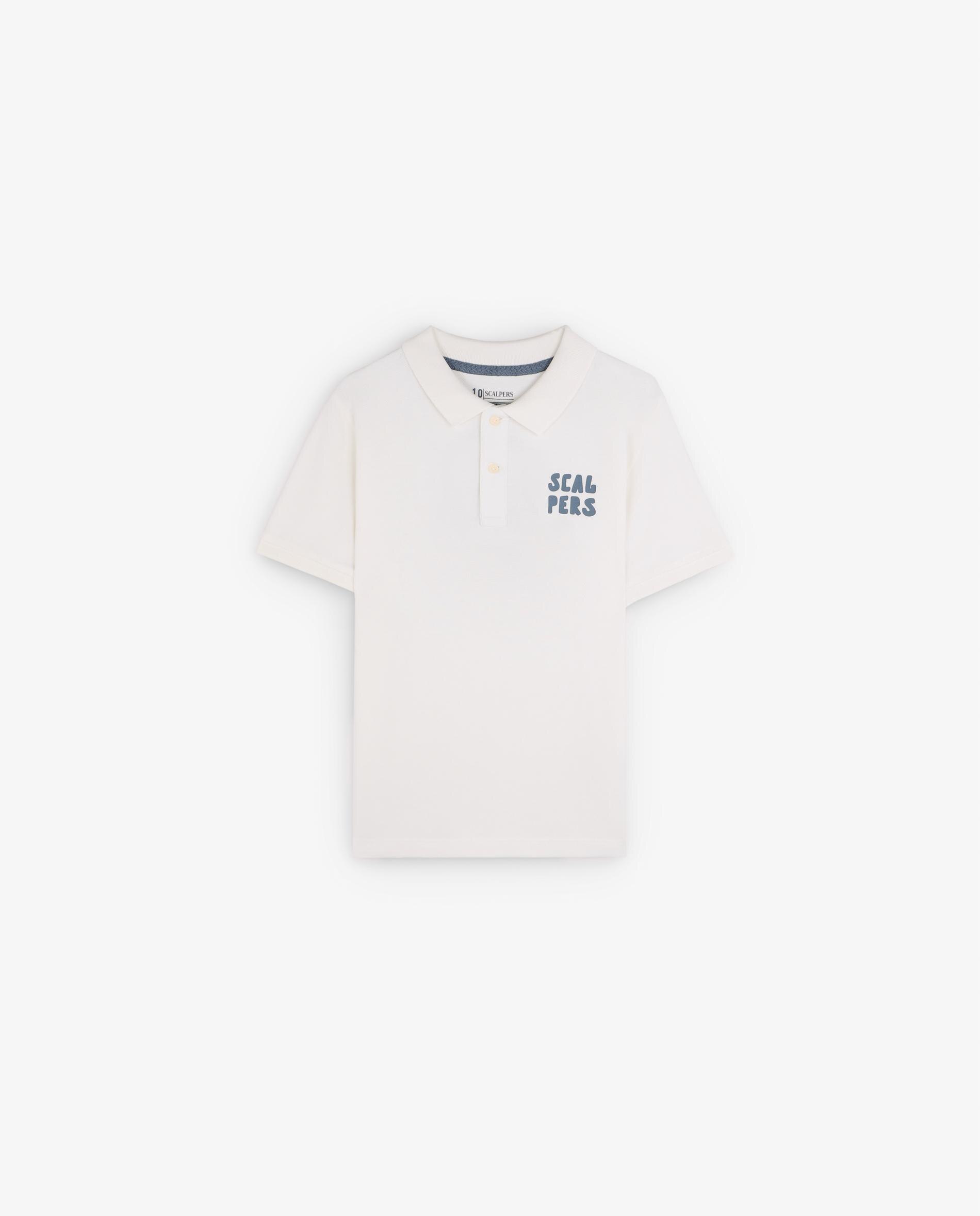 Polo Infantil em Algodão de Manga Curta Scalpers Branco-4
