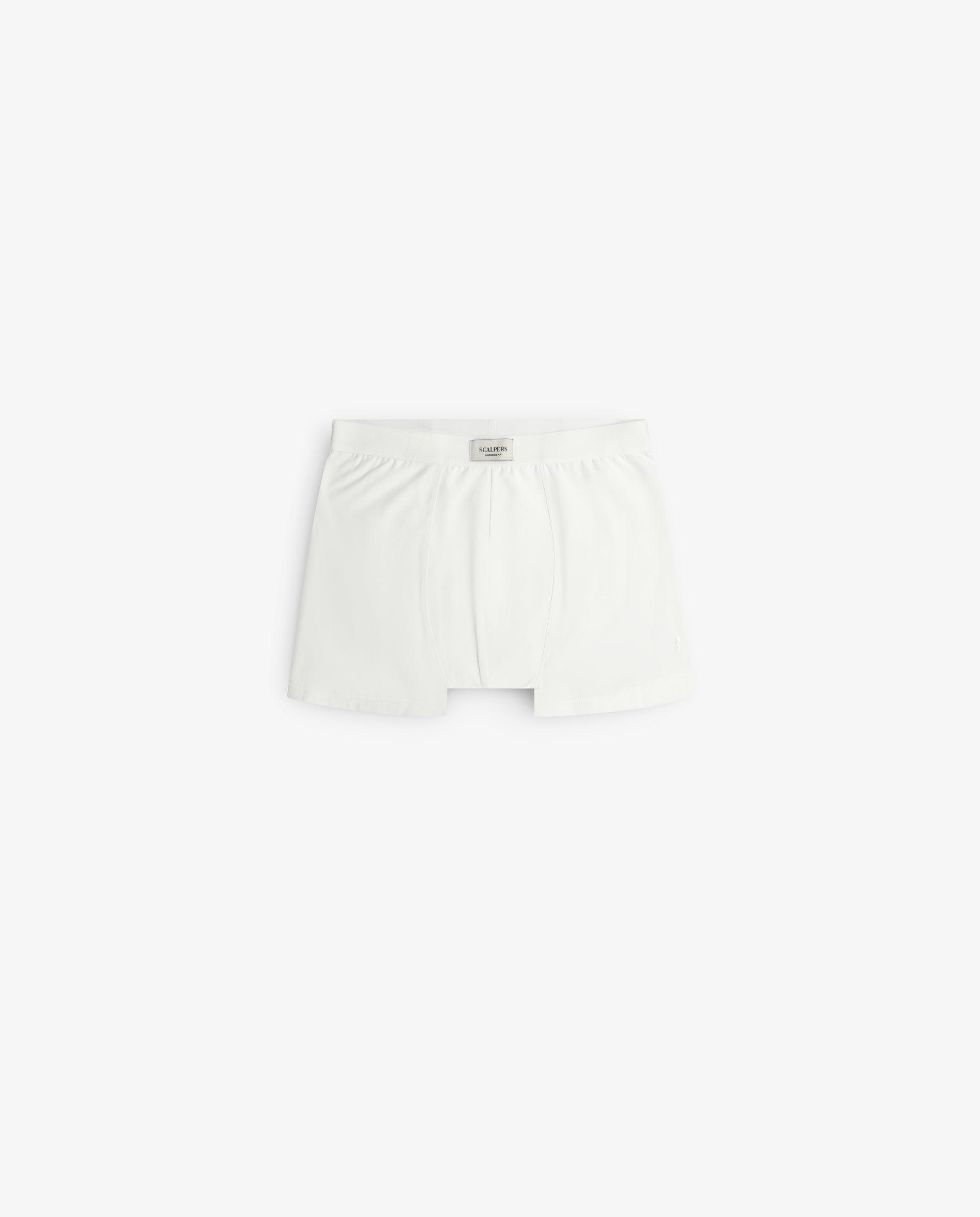 Boxers de Malha de Algodão Liso Branco-1