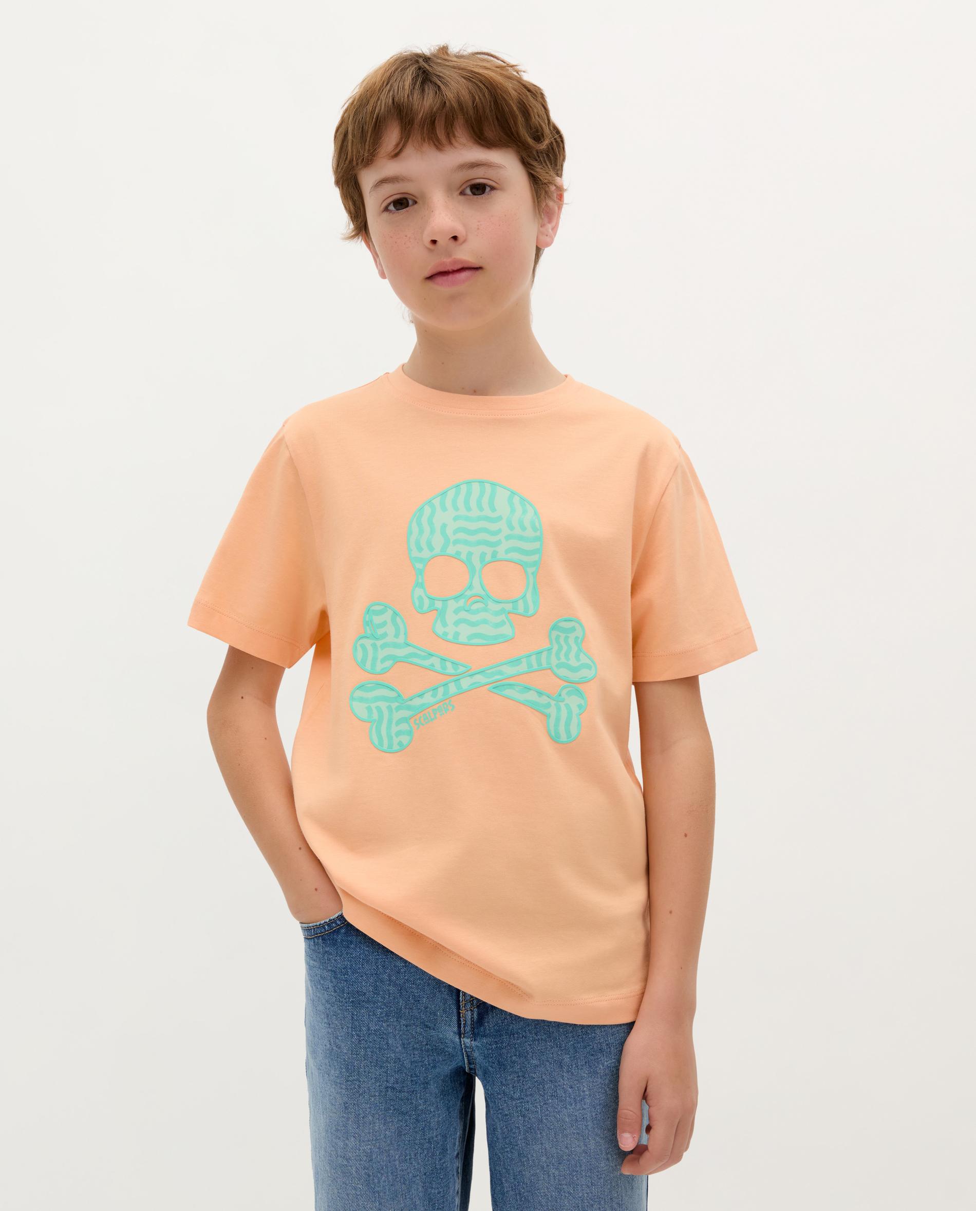 T-shirt Infantil em Algodão de Manga Curta Laranja-1