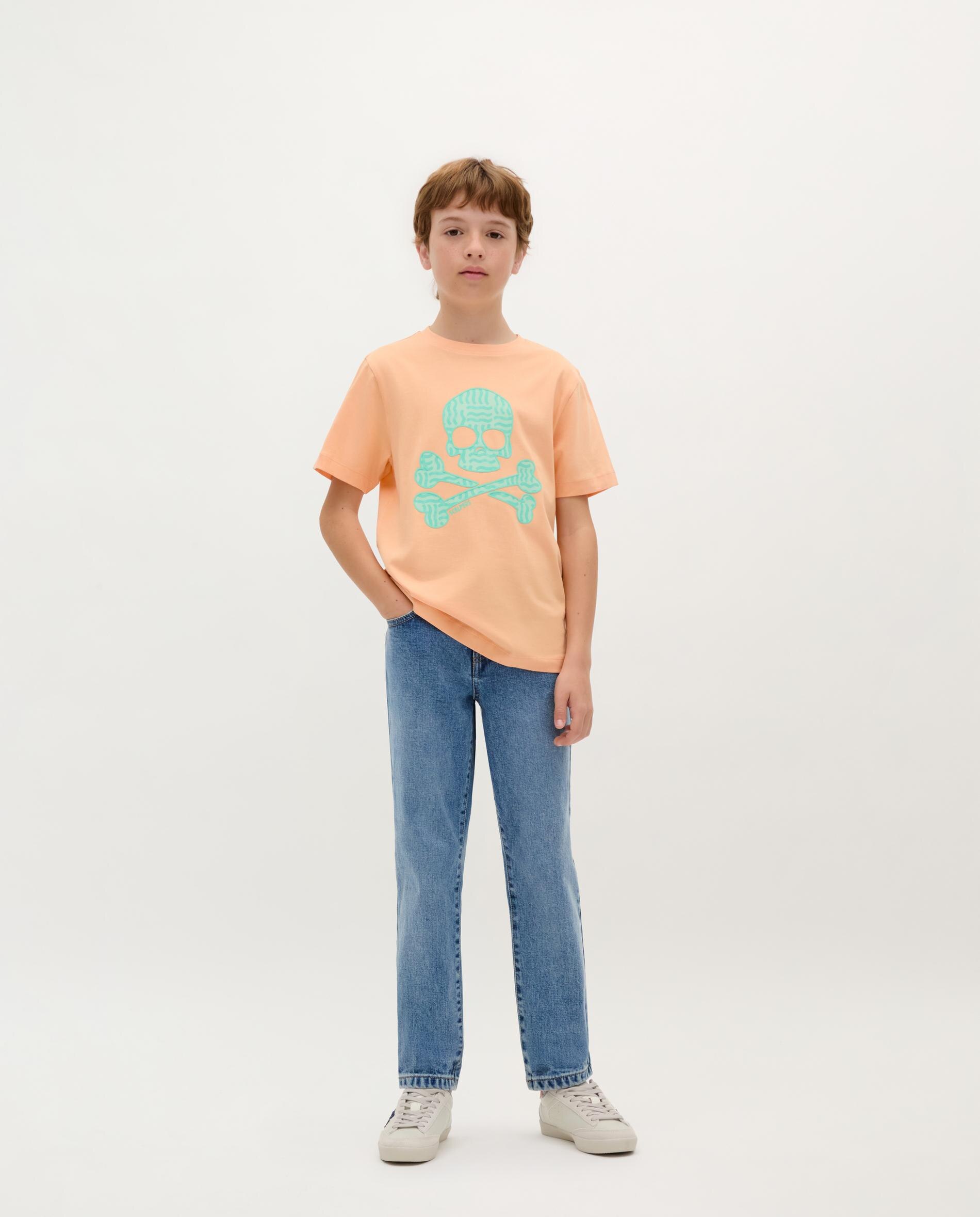 T-shirt Infantil em Algodão de Manga Curta Laranja-3
