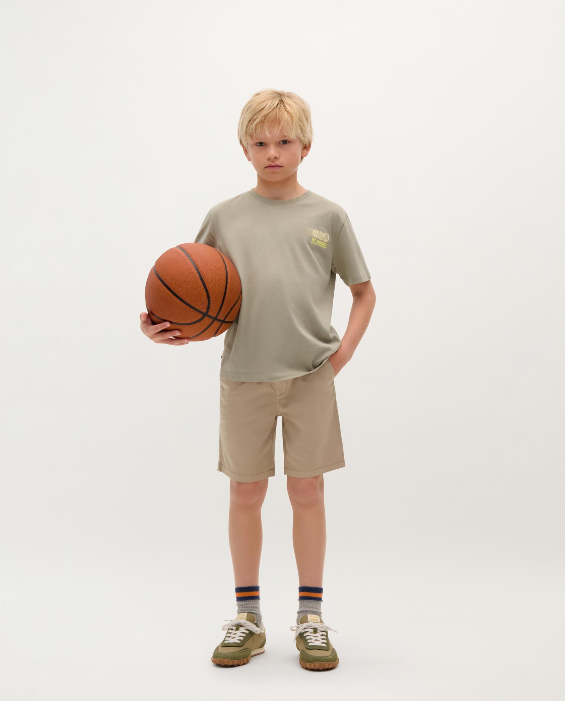 Bermudas Infantil com Cintura Elástica e Fecho Zip e Botão Scalpers Taupe-1