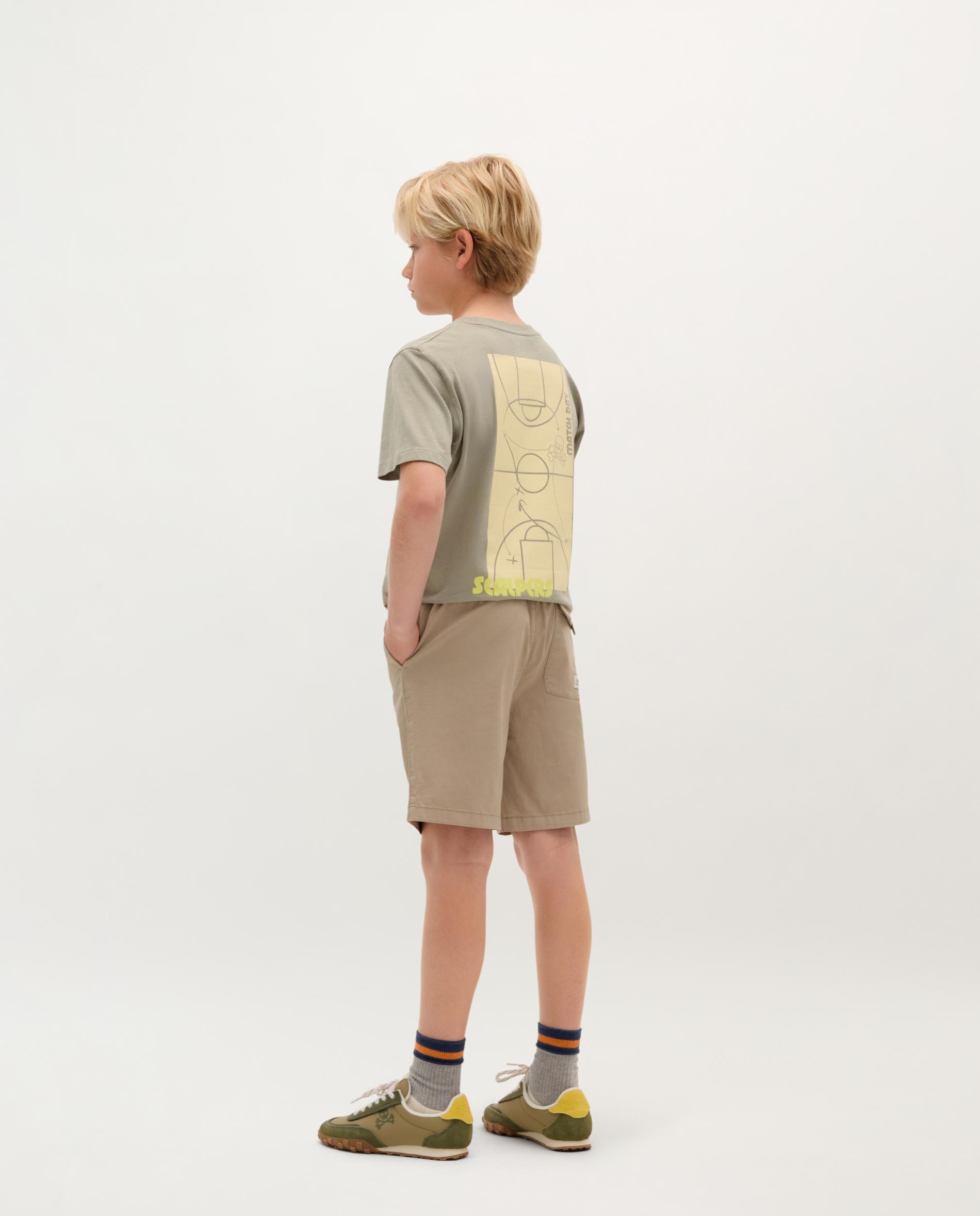 Bermudas Infantil com Cintura Elástica e Fecho Zip e Botão Scalpers Taupe-2