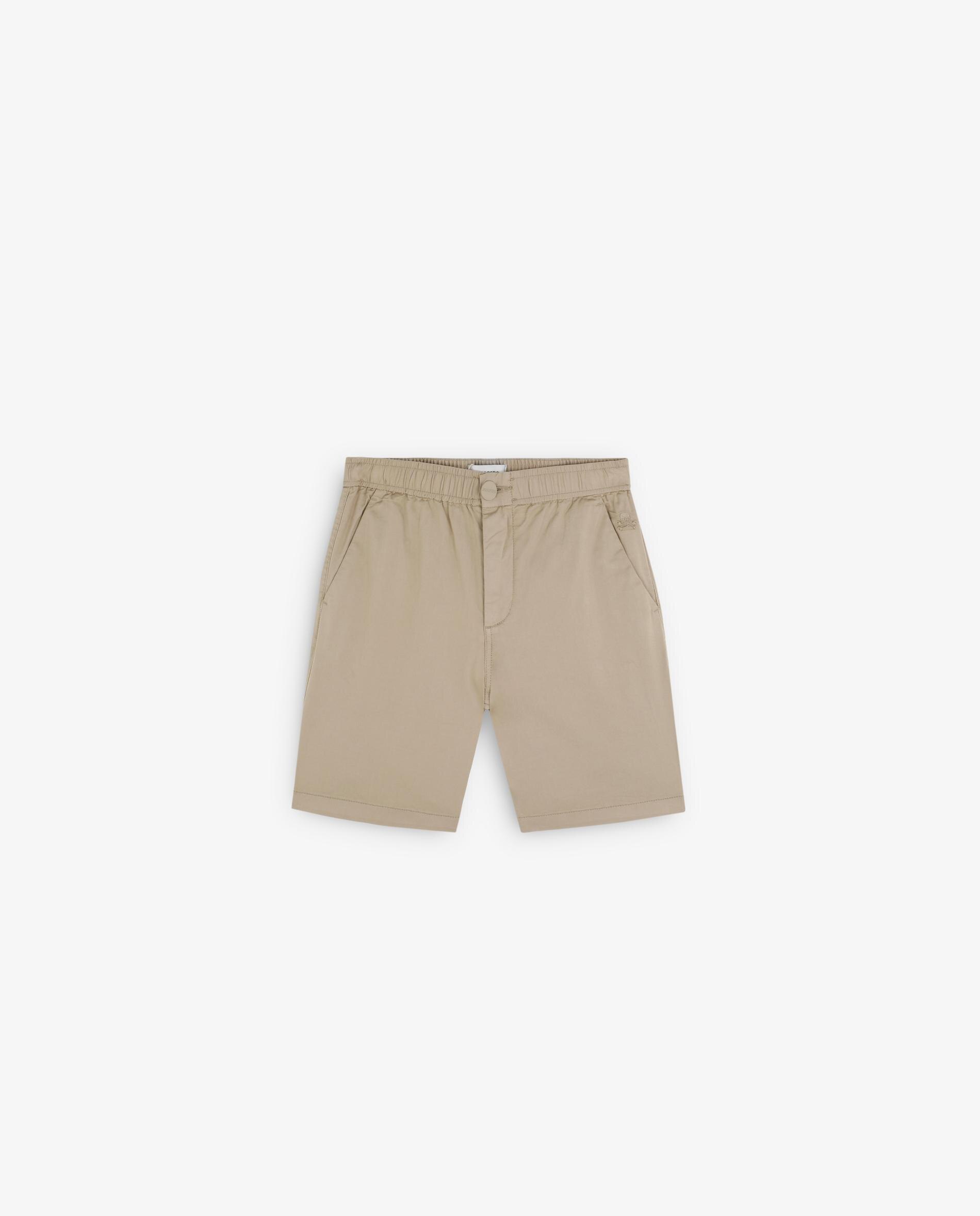 Bermudas Infantil com Cintura Elástica e Fecho Zip e Botão Scalpers Taupe-4