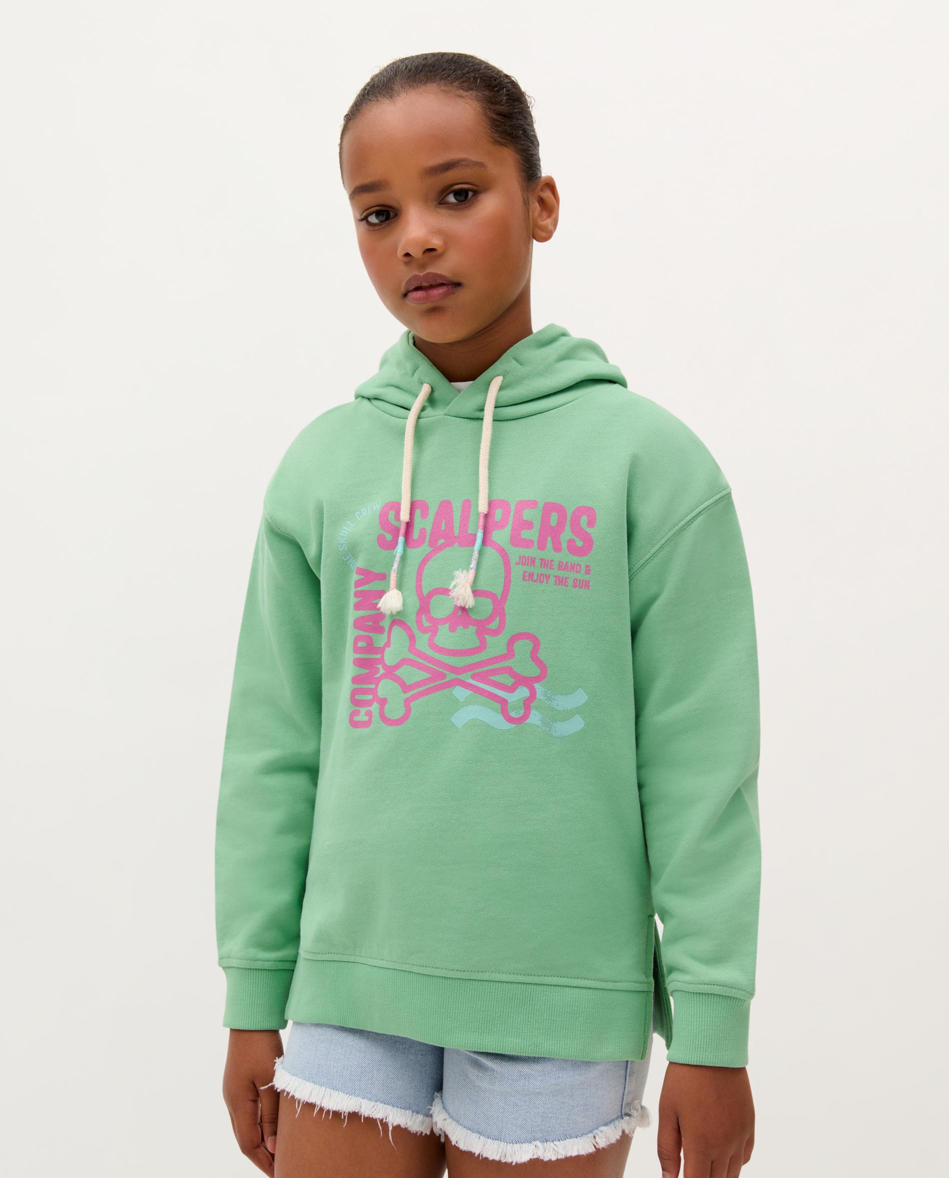 Sweatshirt Infantil de Algodão com Capuz Verde-1