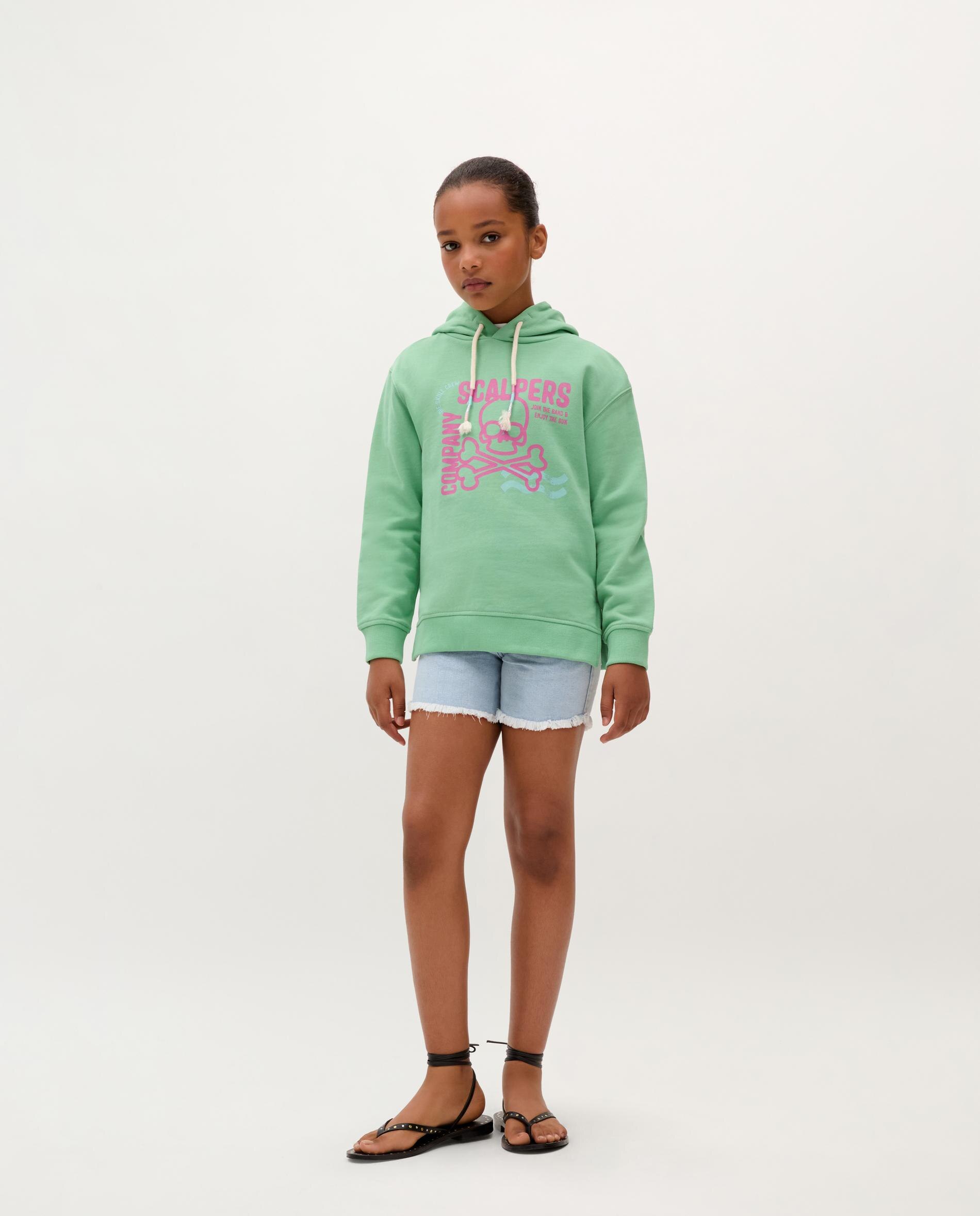 Sweatshirt Infantil de Algodão com Capuz Verde-3