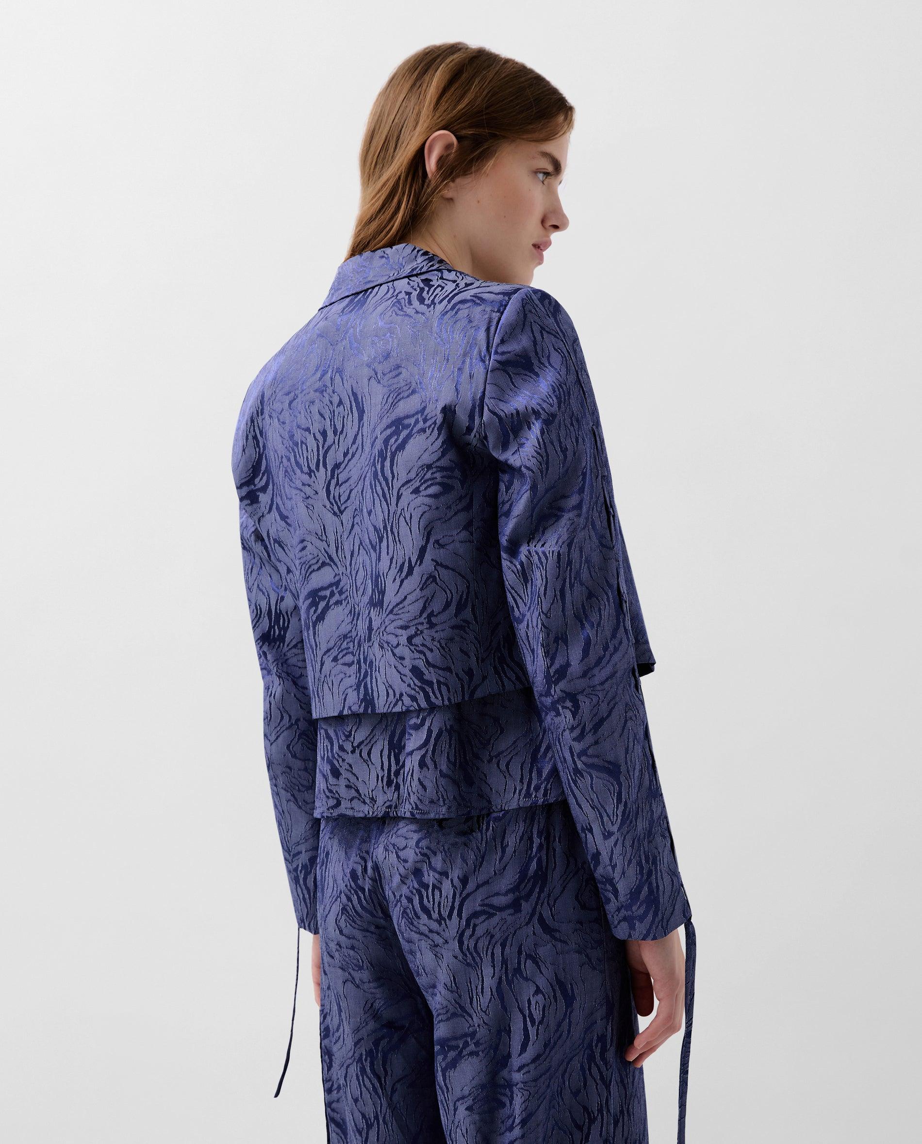 Blazer Cruzado Jacquard Azul-2