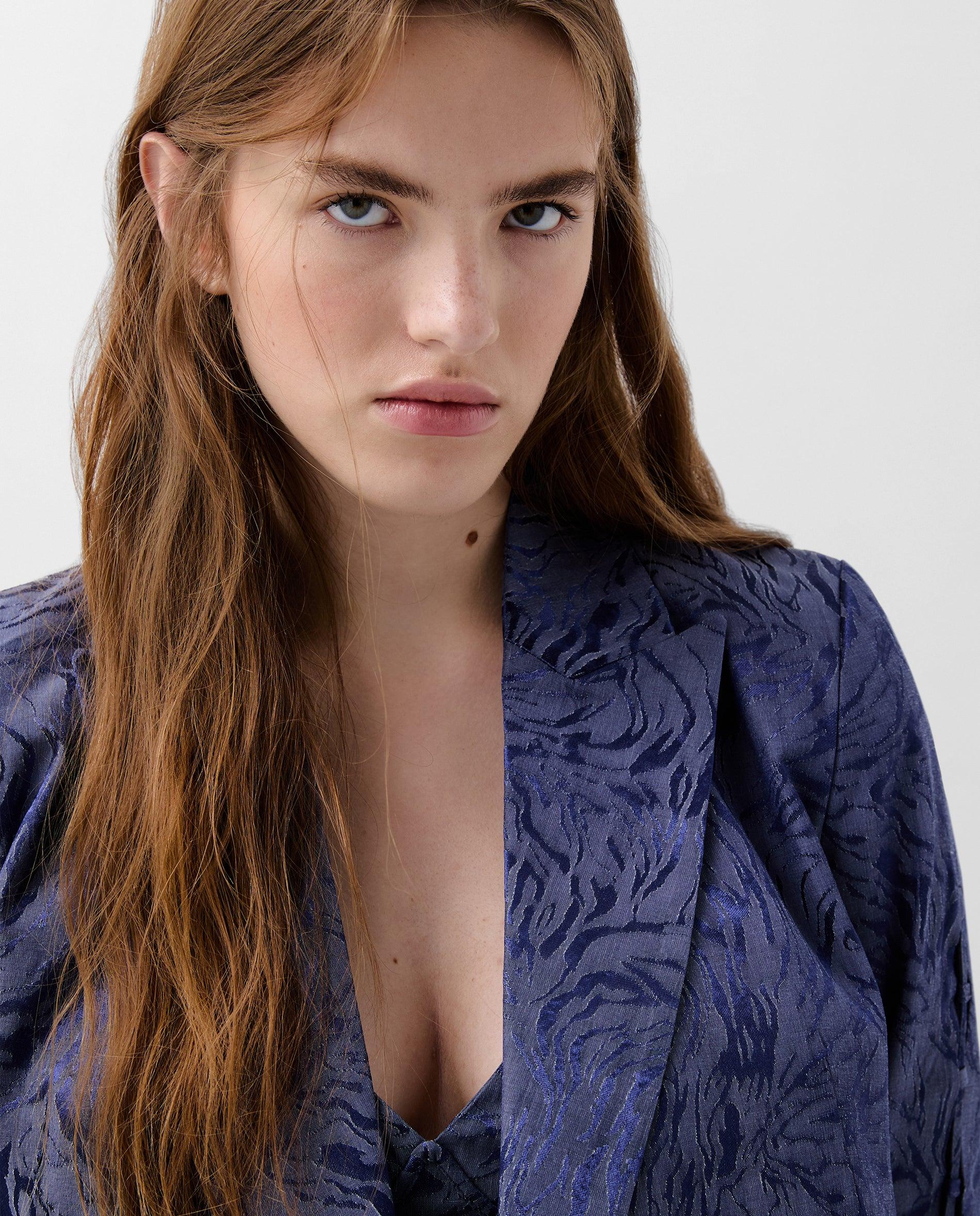 Blazer Cruzado Jacquard Azul-3