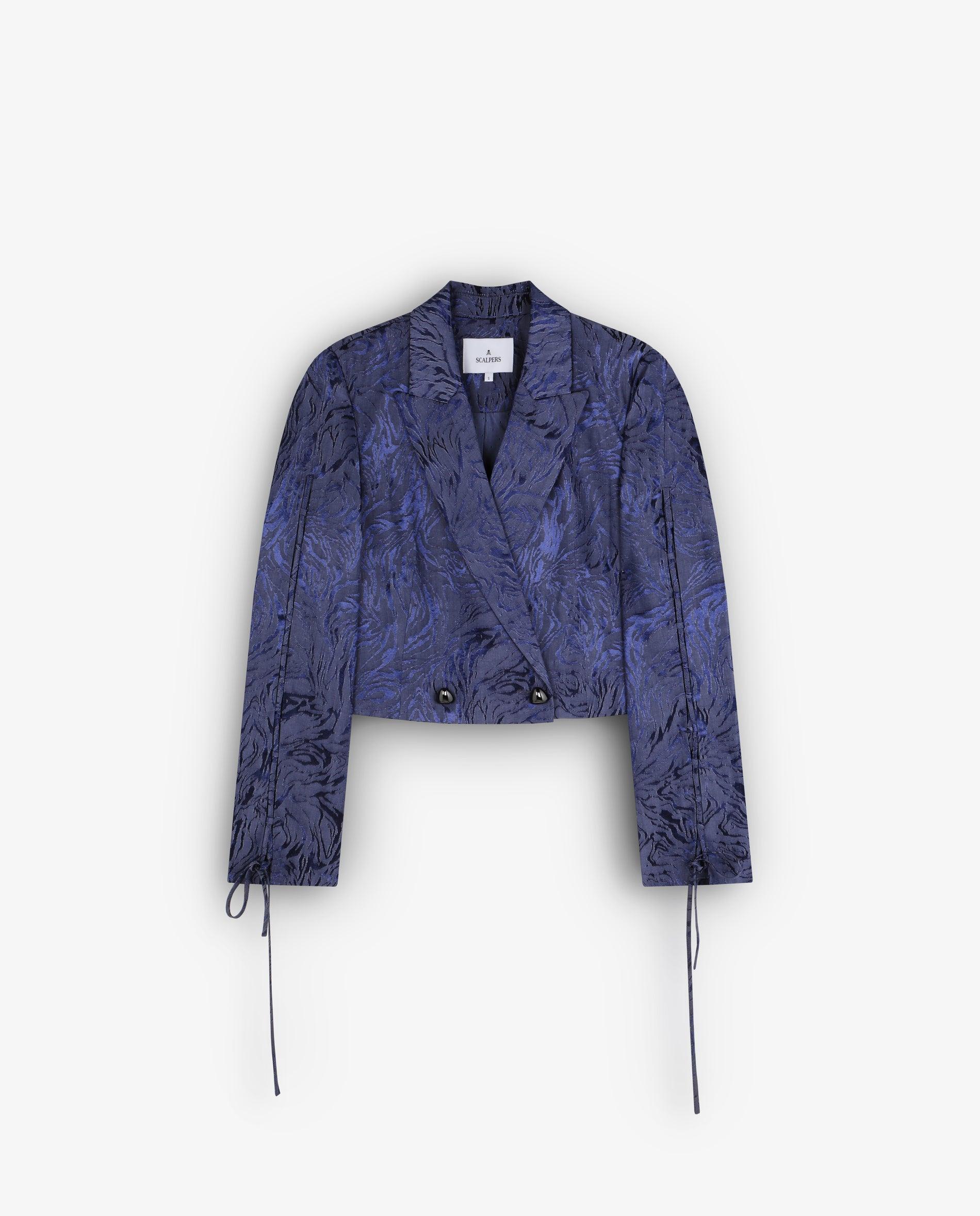 Blazer Cruzado Jacquard Azul-4