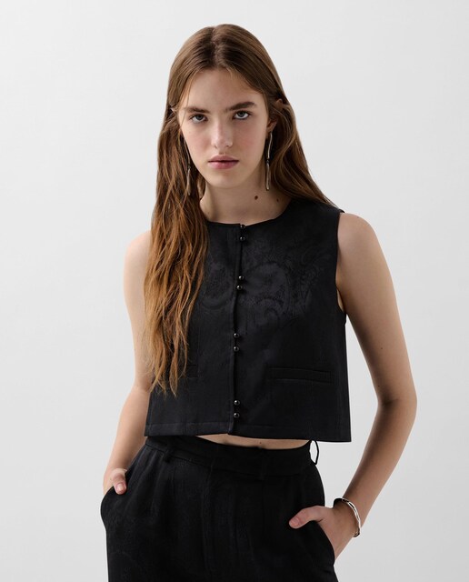 Imagem 0 de Colete em Jacquard Corte Cropped