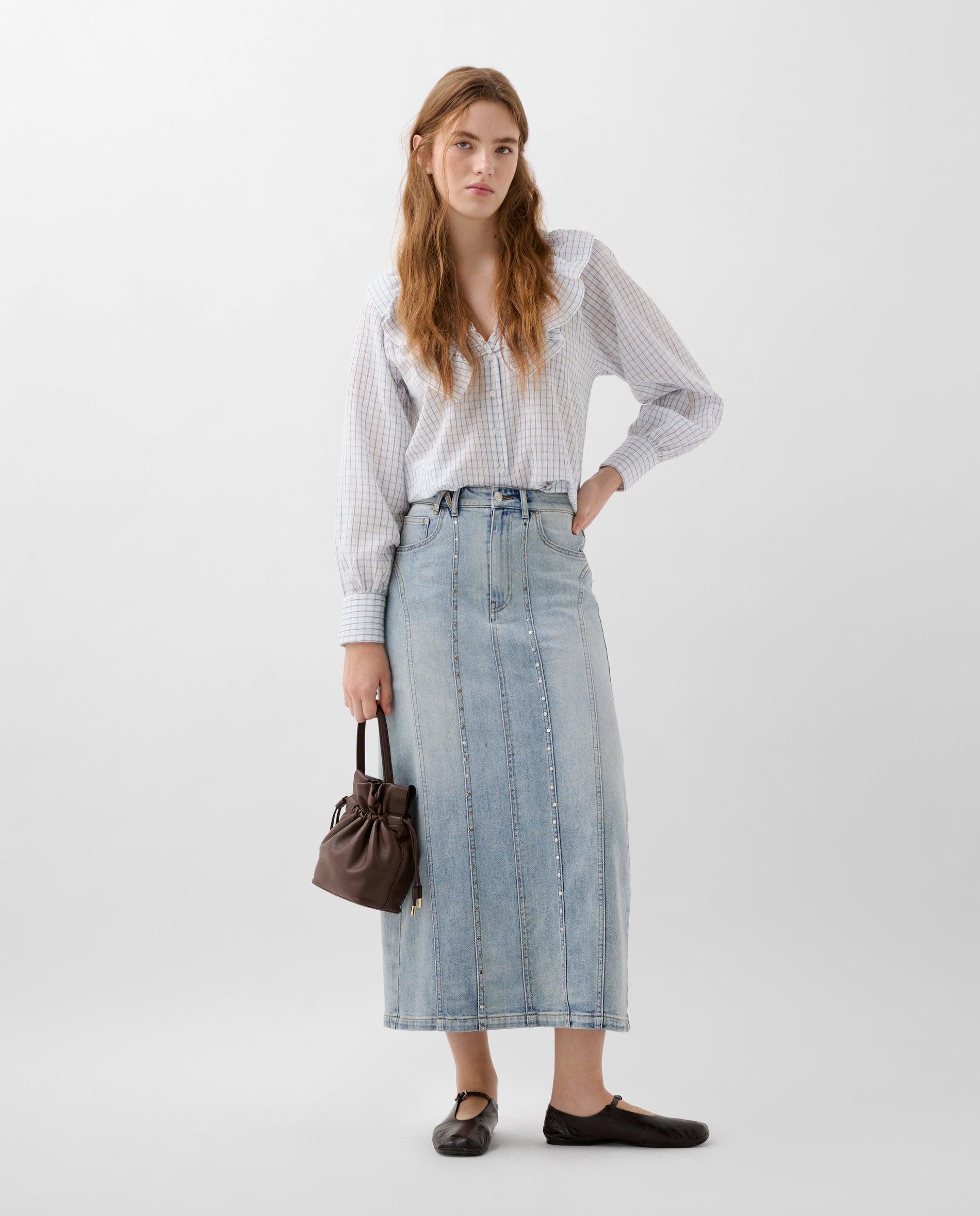 Saia Midi Denim Azul-1