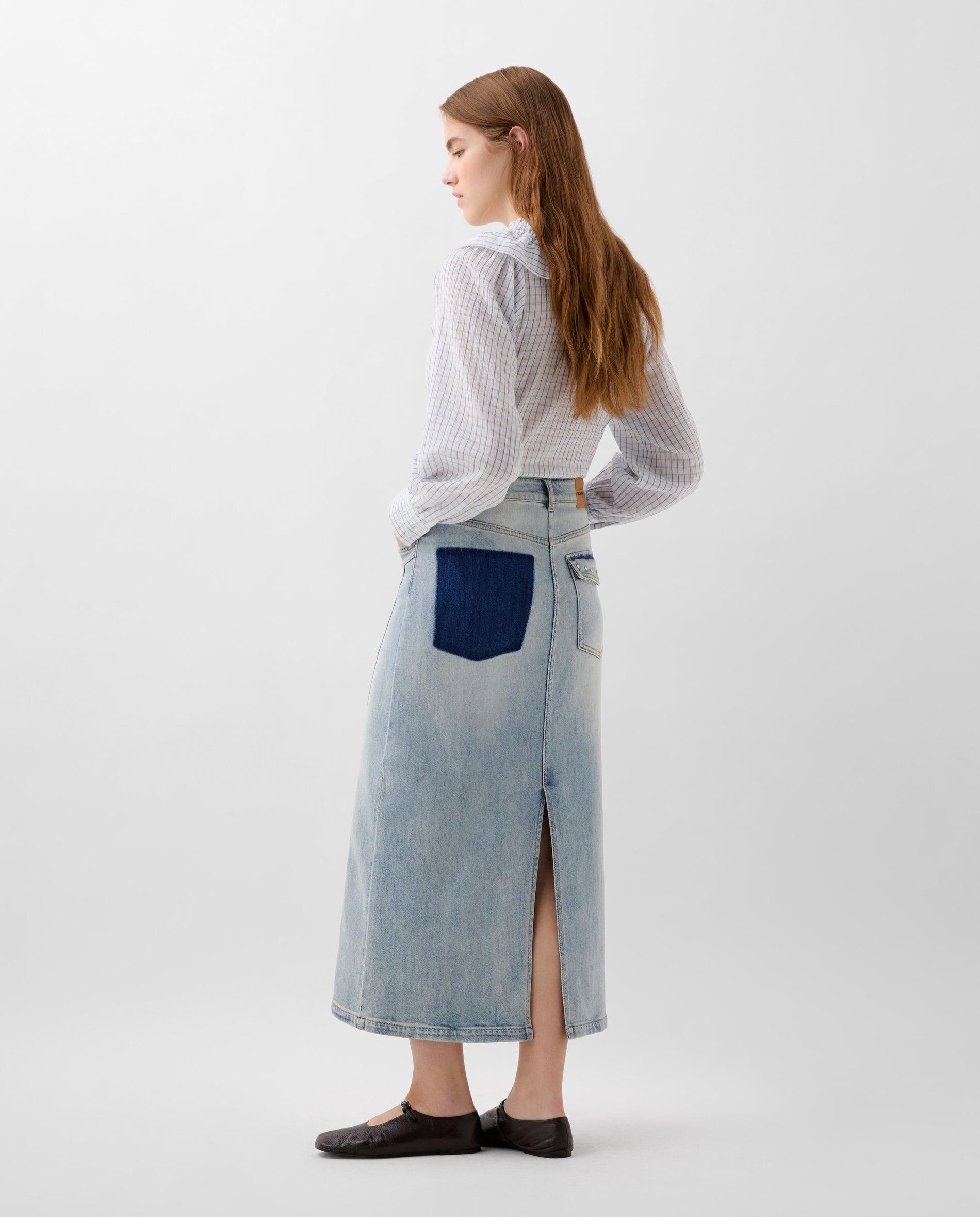 Saia Midi Denim Azul-2
