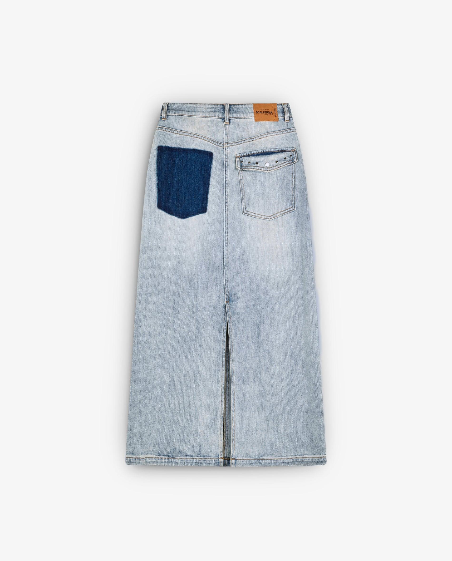 Saia Midi Denim Azul-5