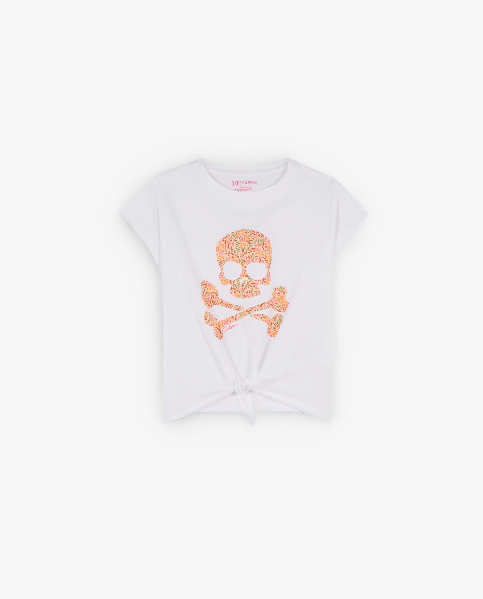 T-shirt Infantil de Algodão com Detalhe de Nó Branco-4