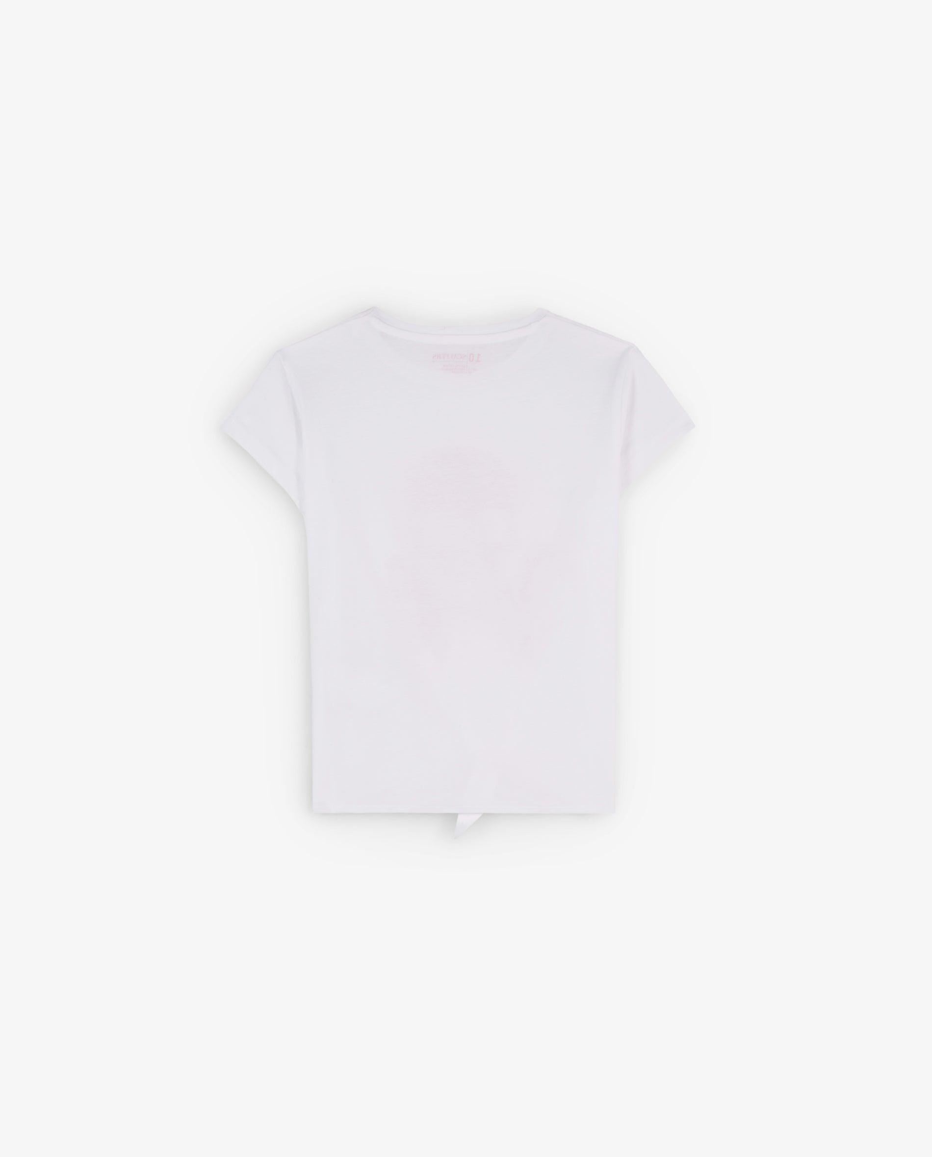 T-shirt Infantil de Algodão com Detalhe de Nó Branco-5