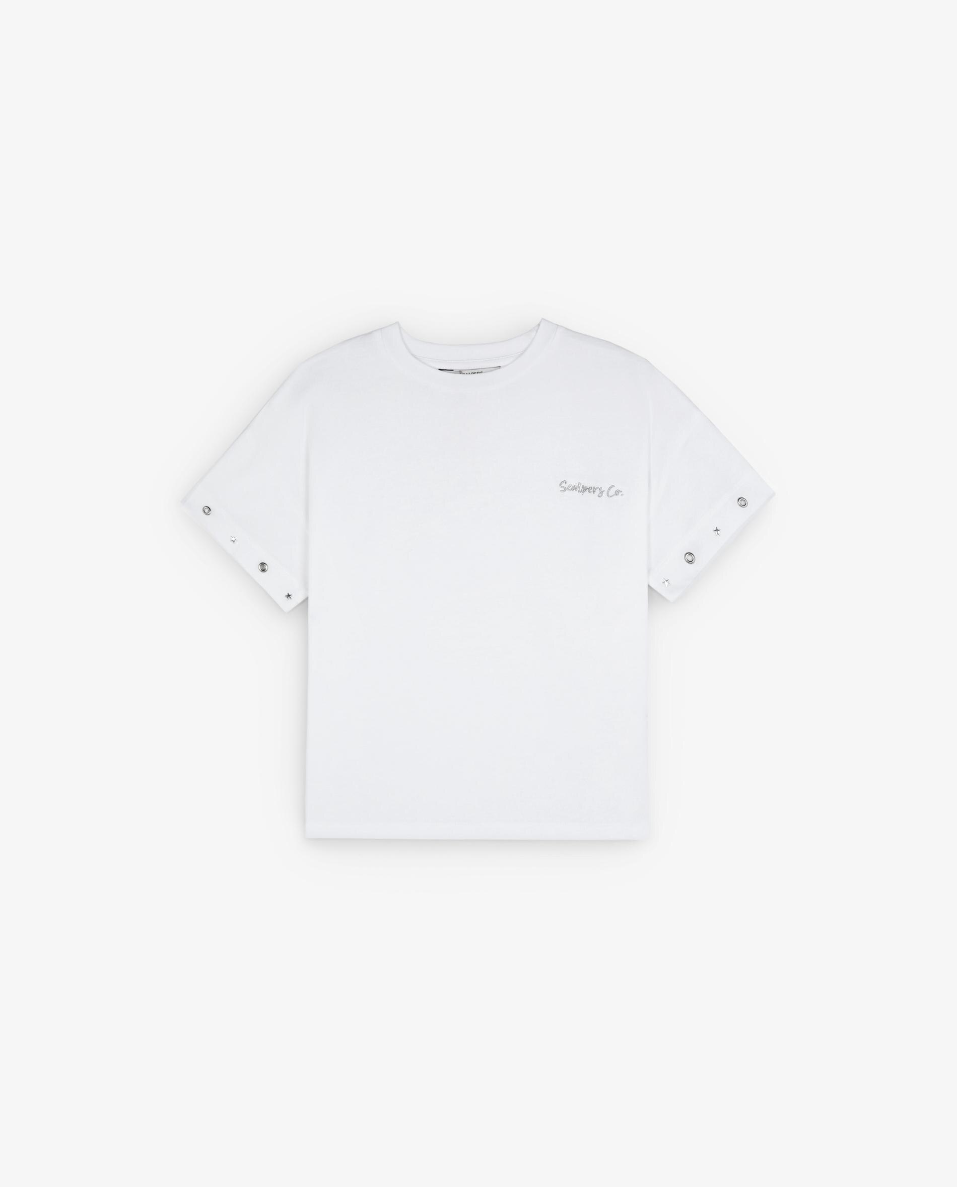 T-shirt Infantil de Algodão com Detalhe de Tachas Scalpers Branco-4