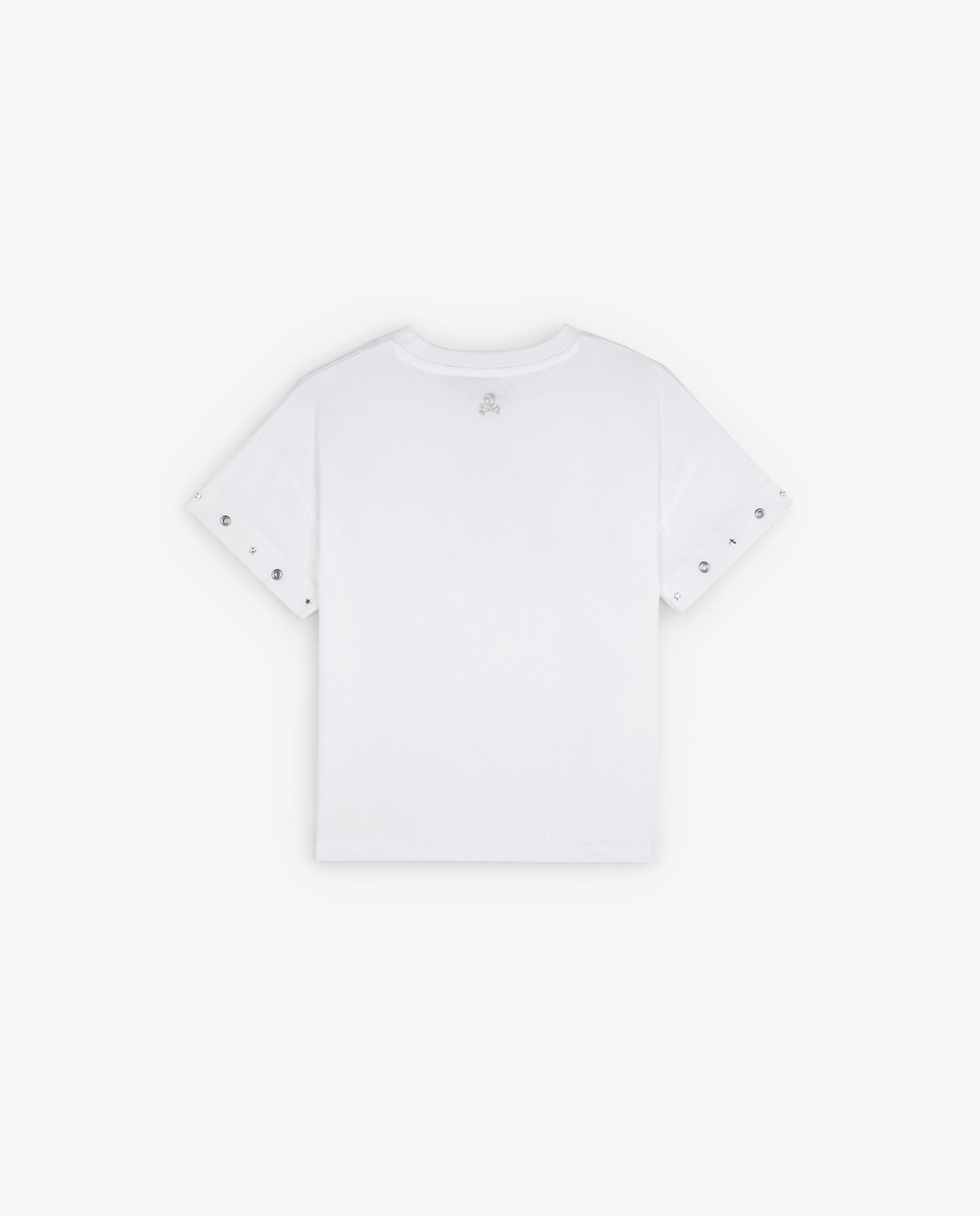 T-shirt Infantil de Algodão com Detalhe de Tachas Scalpers Branco-5