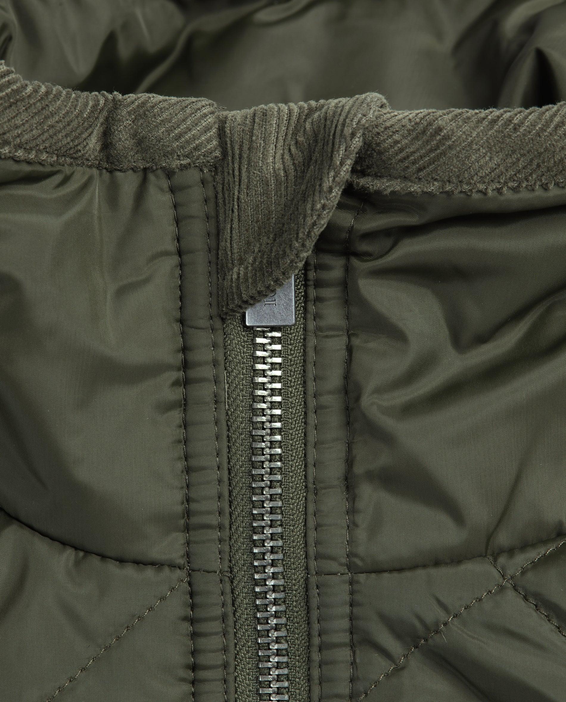 Colete de Sobretudo com Gola Subida e Fecho Zip Verde-escuro-3