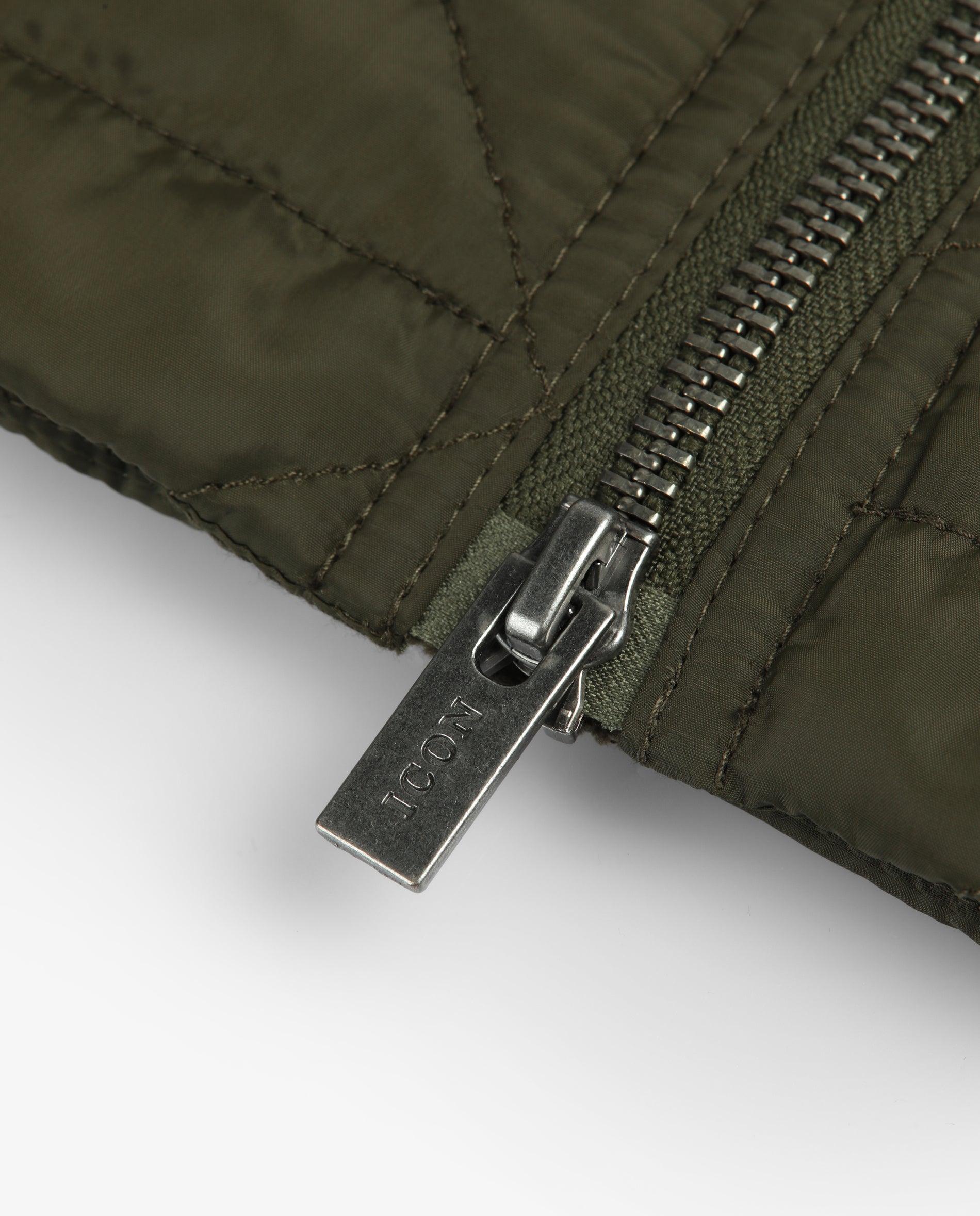 Colete de Sobretudo com Gola Subida e Fecho Zip Verde-escuro-4