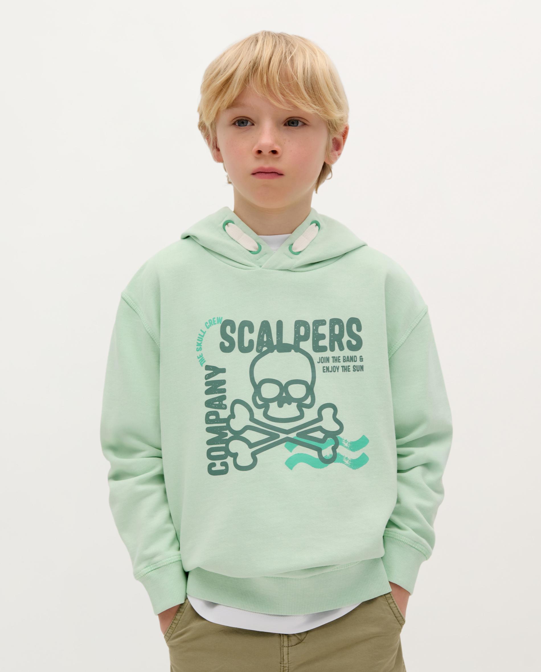 Sweatshirt Infantil de Algodão com Capuz Scalpers Azul-1