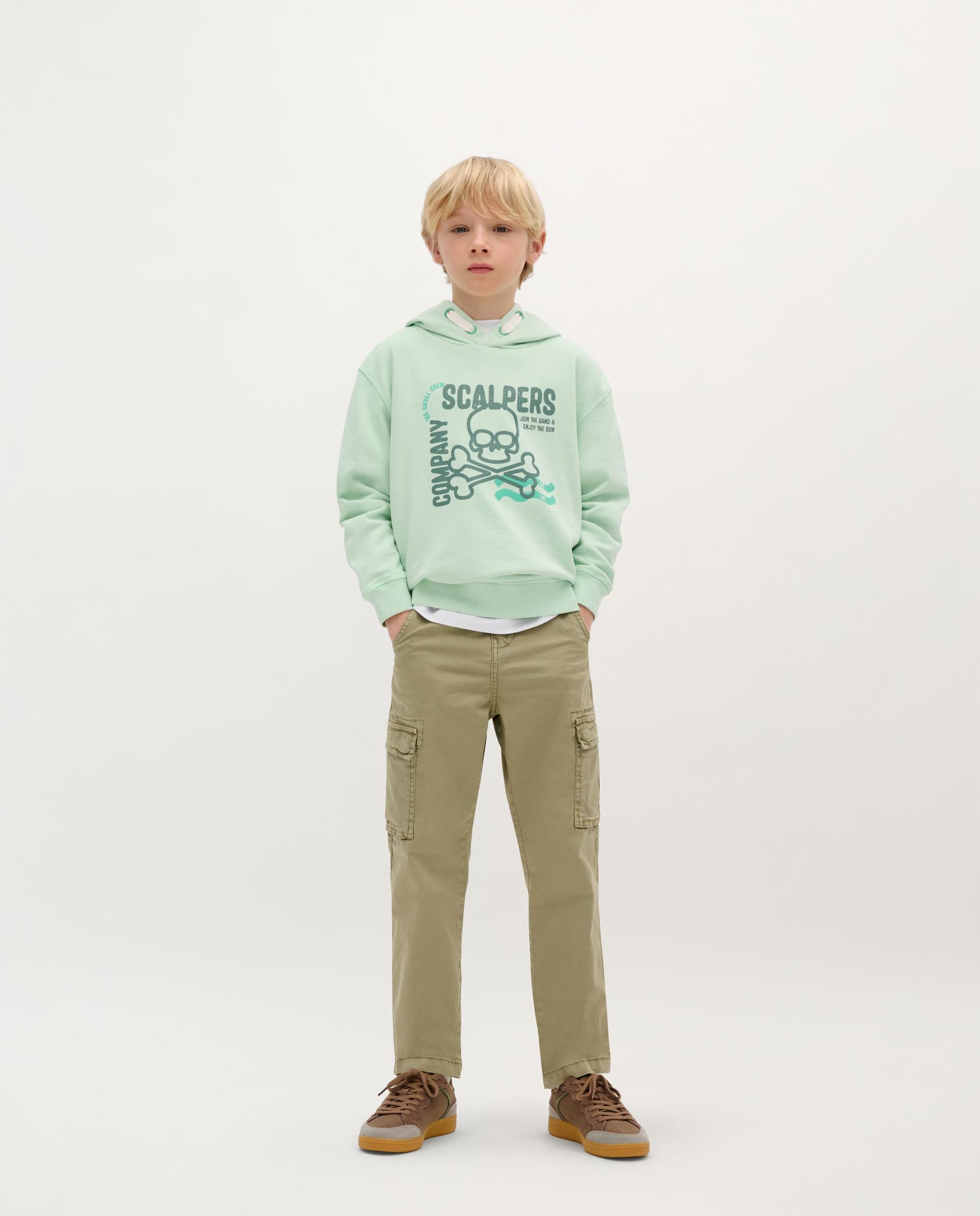 Sweatshirt Infantil de Algodão com Capuz Scalpers Azul-3