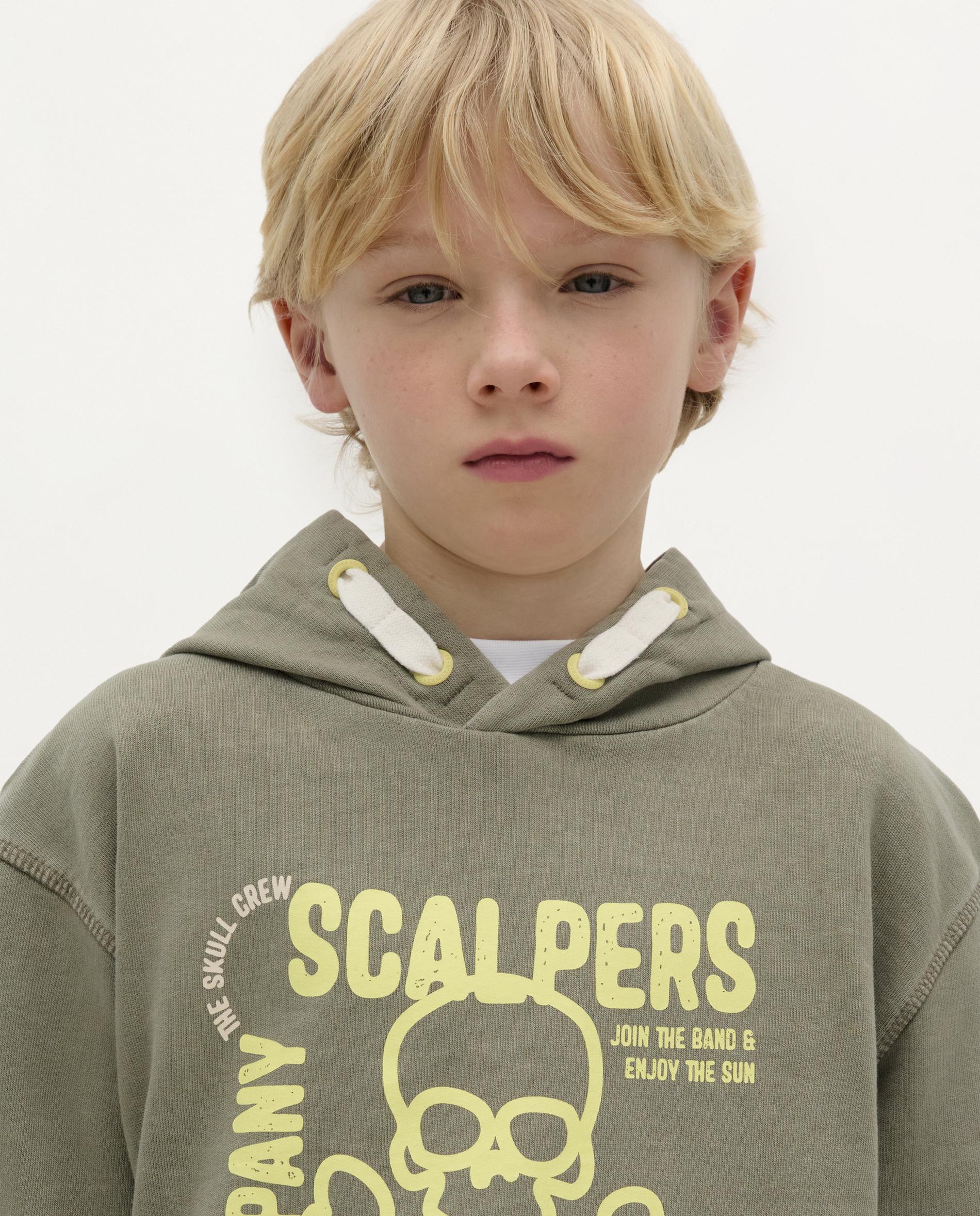 Sweat Infantil de Algodão com Capuz Caqui-4