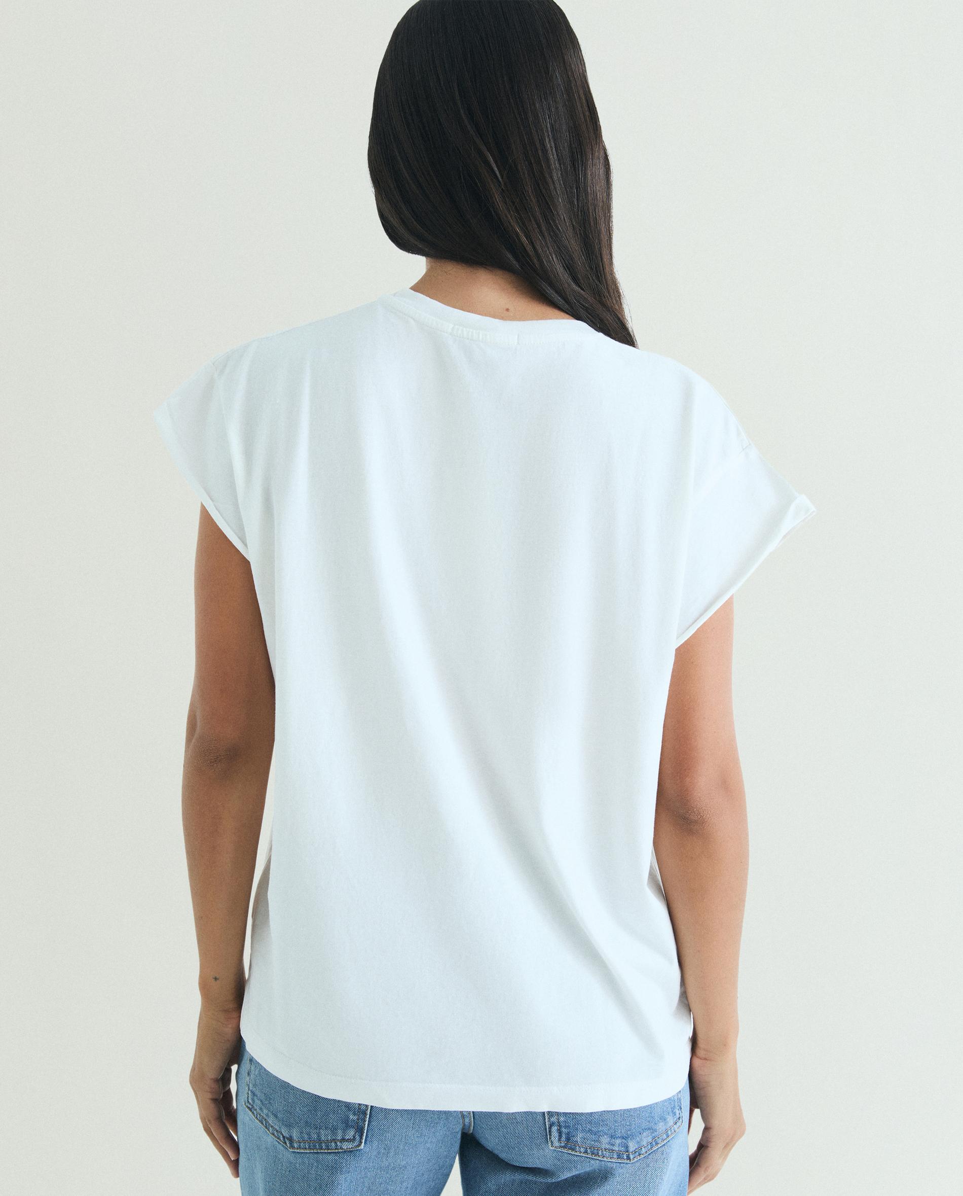 T-shirt em Algodão de Manga Curta Branco-2