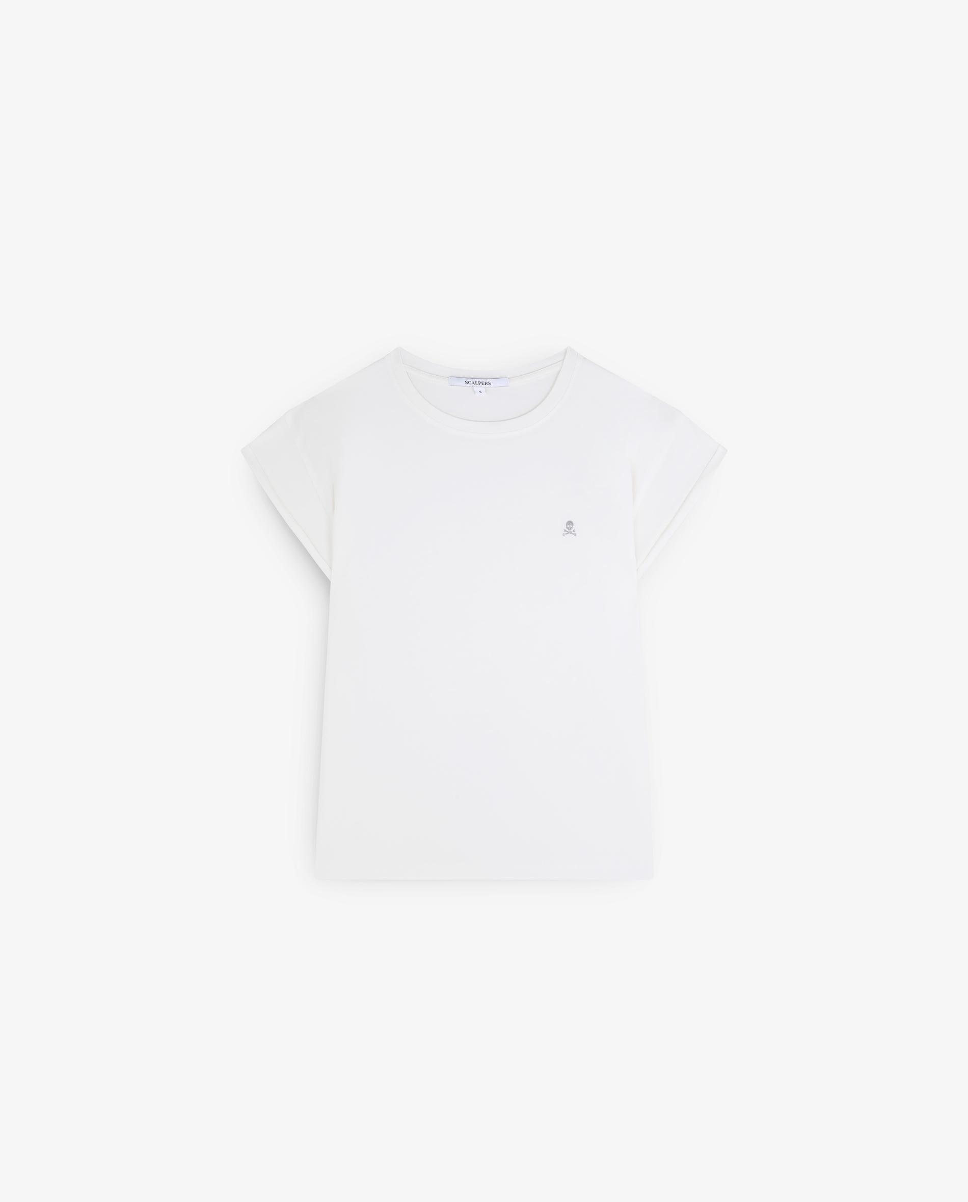 T-shirt em Algodão de Manga Curta Branco-4