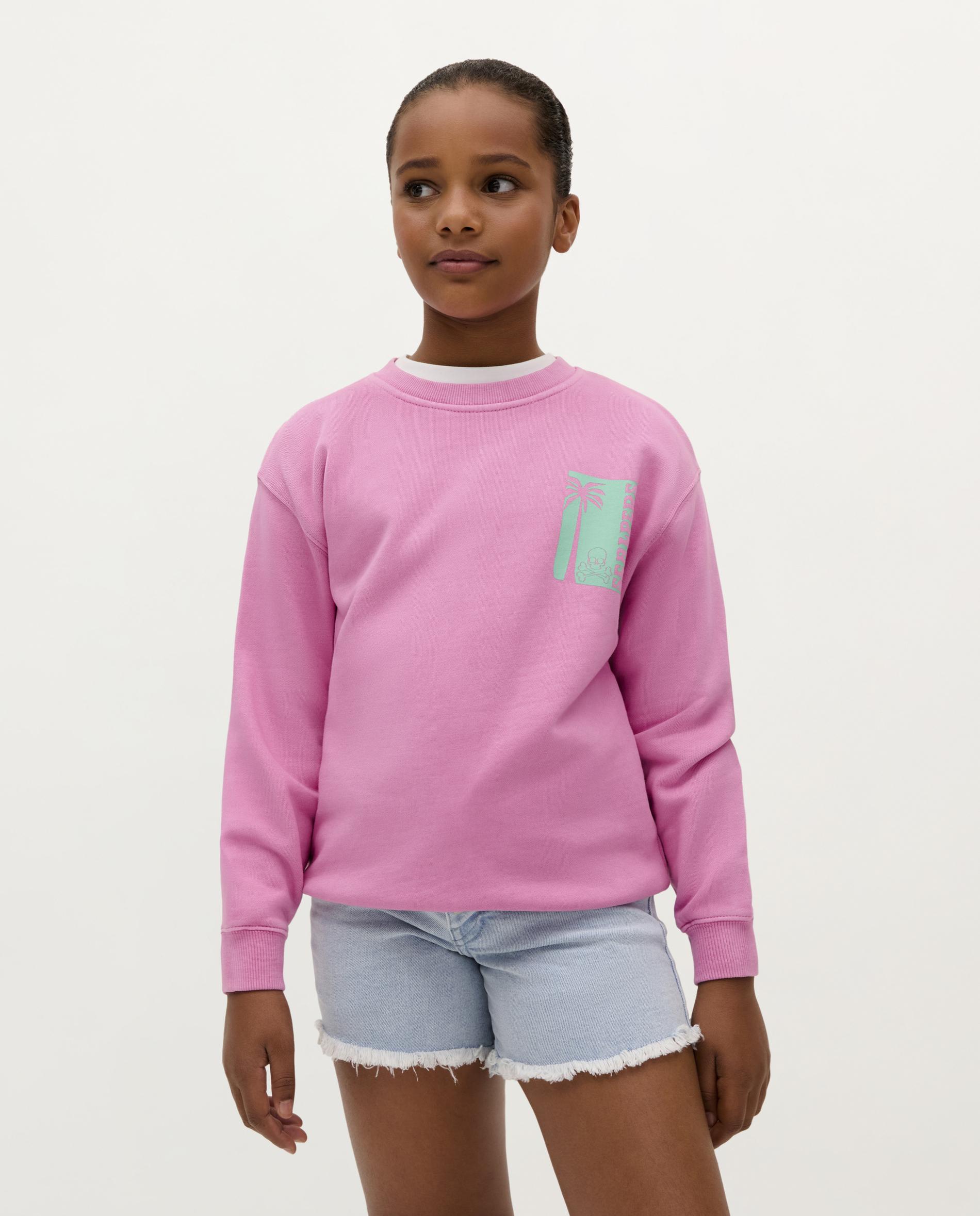 Sweatshirt Infantil de Algodão com Terminações em Malha Rib Scalpers Rosa-1